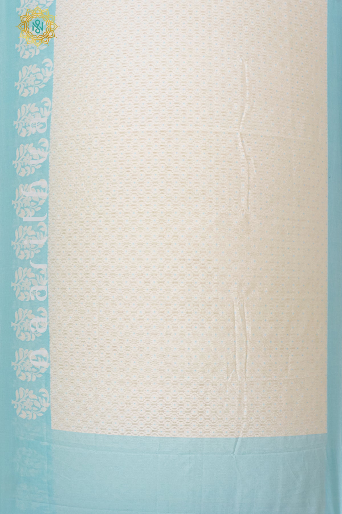 WHITE WITH SKY BLUE - KOTA COTTON
