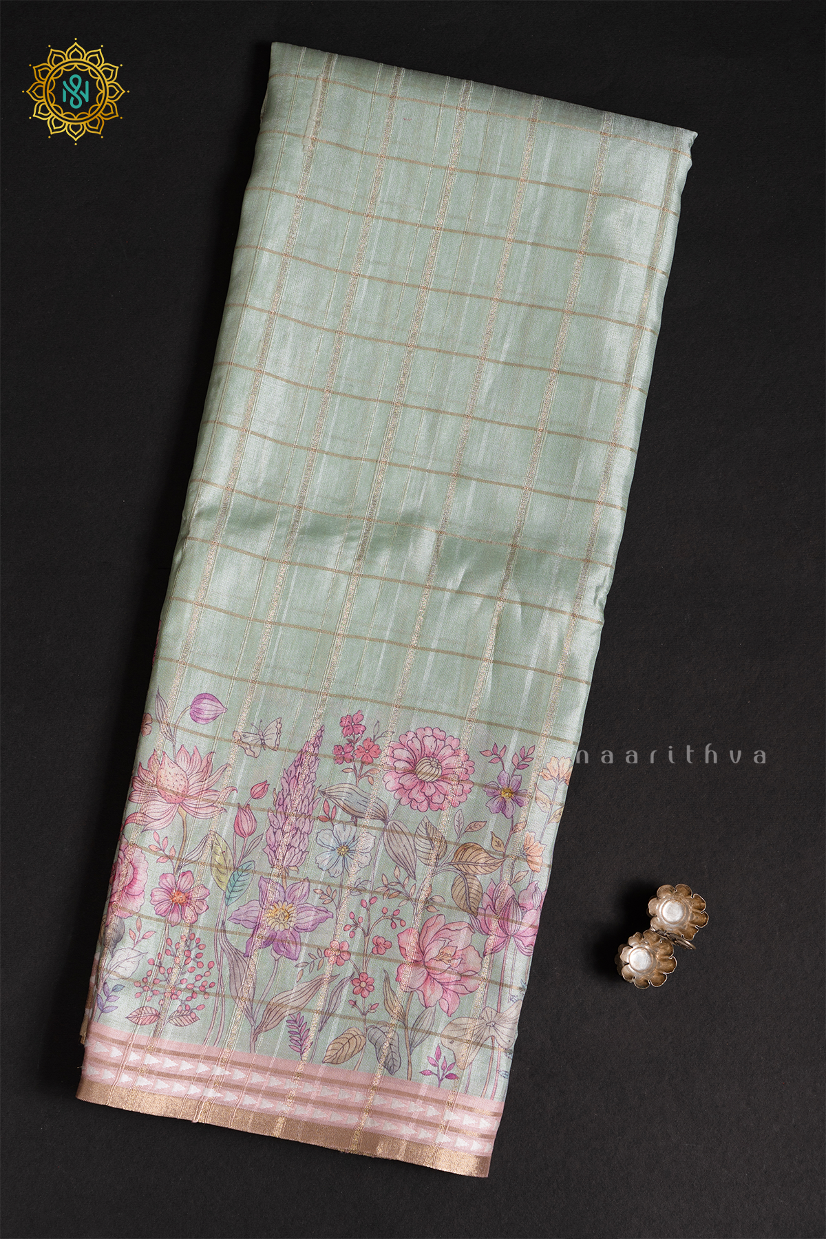 AQUA GREEN WITH PEACH - KOTHA TUSSAR
