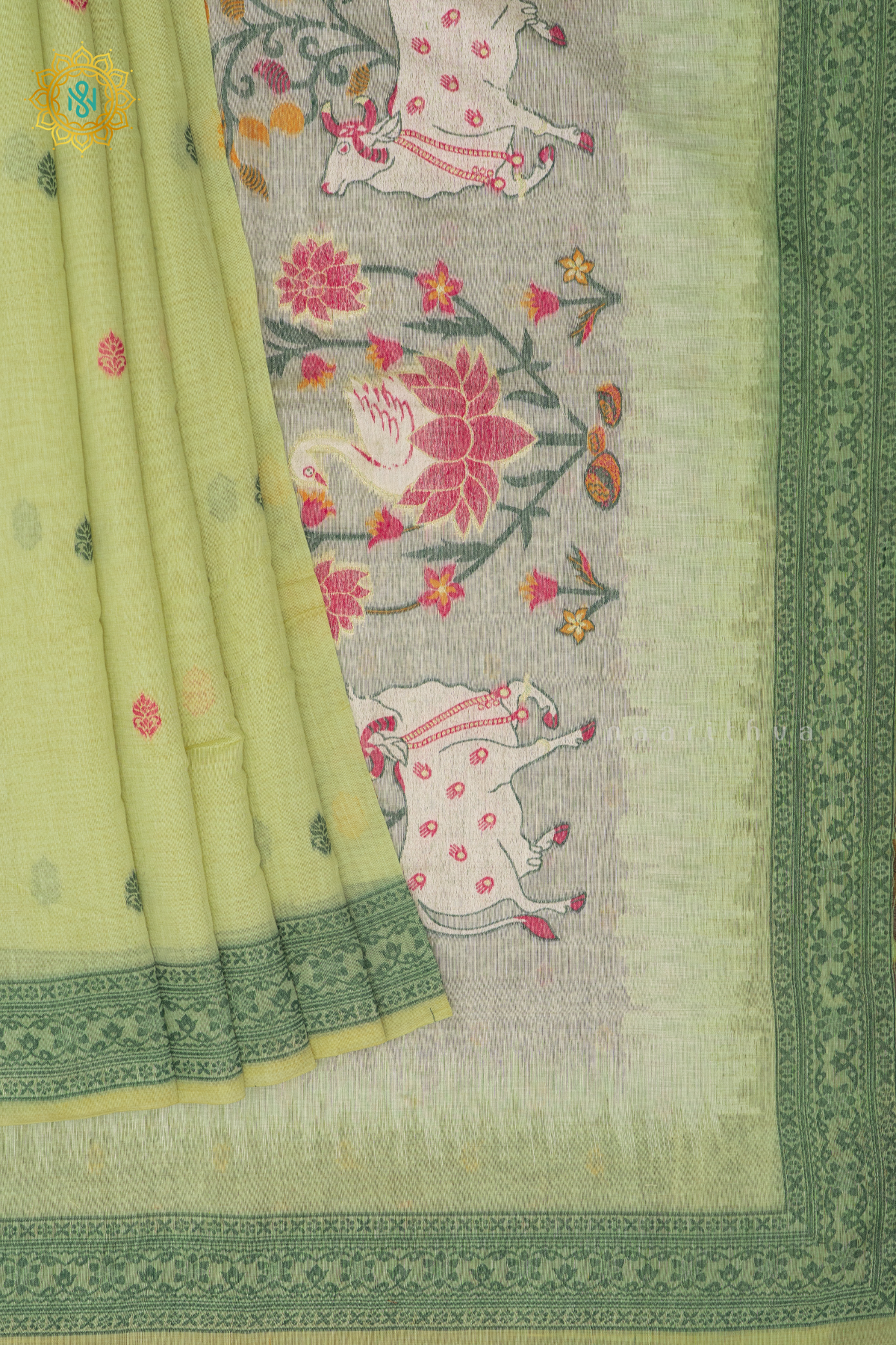 LIGHT GREEN WITH GREEN - MOONGA COTTON