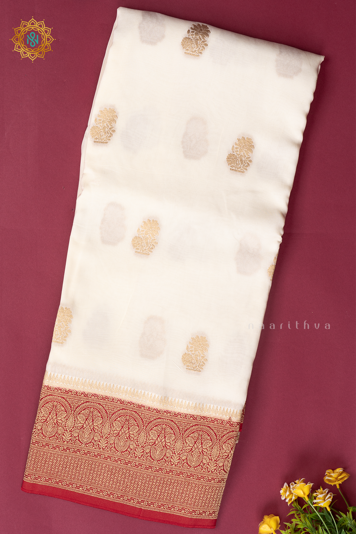 OFF WHITE WITH RED - DOLA SILK