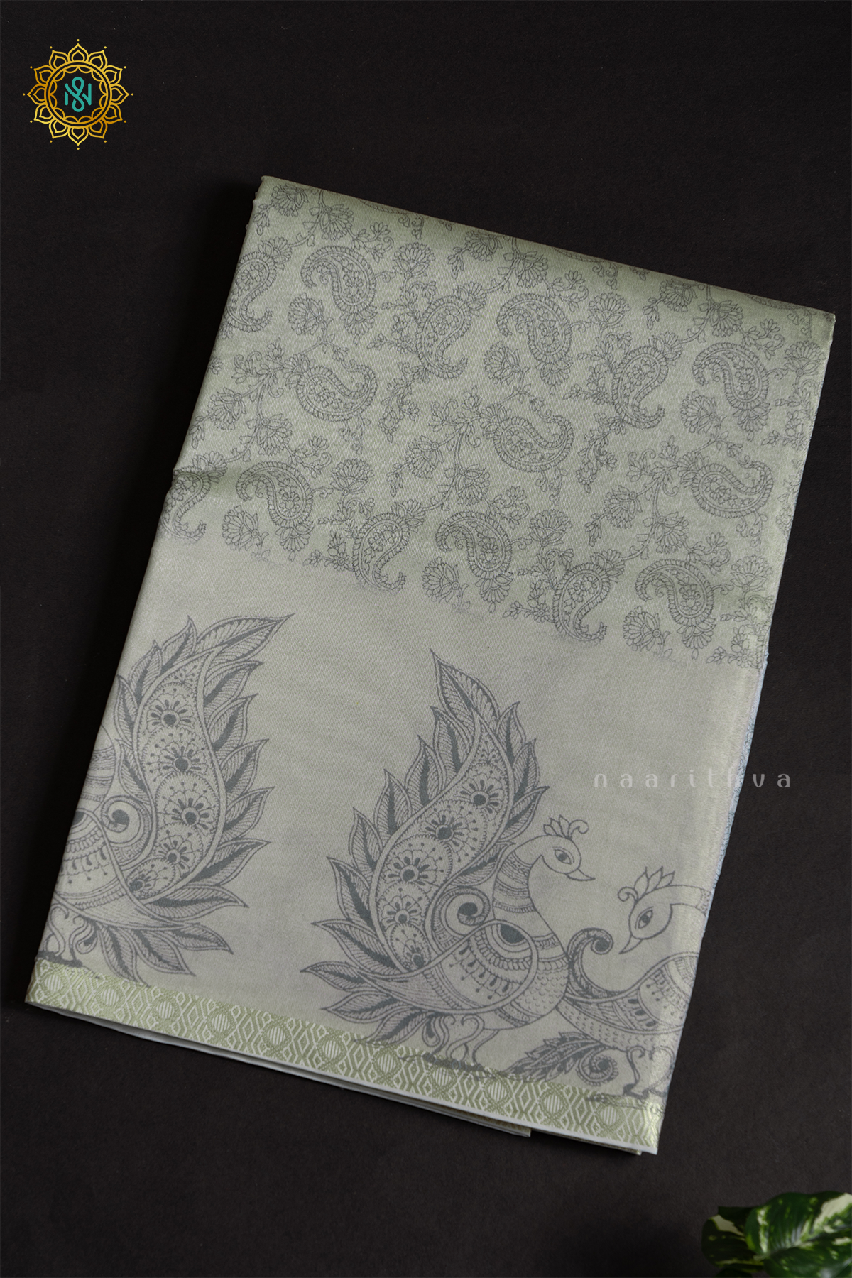 AQUA GREEN WITH OLIVE GREEN - SEMI TISSUE
