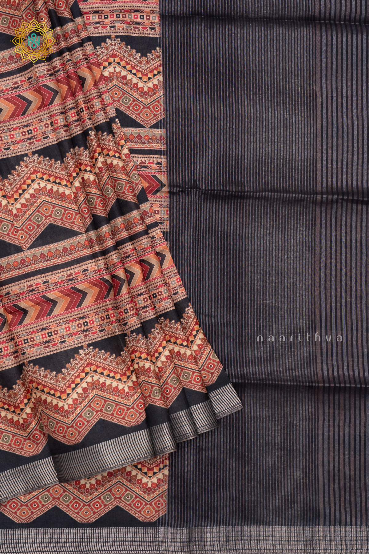 BLACK - SEMI TUSSAR SILK