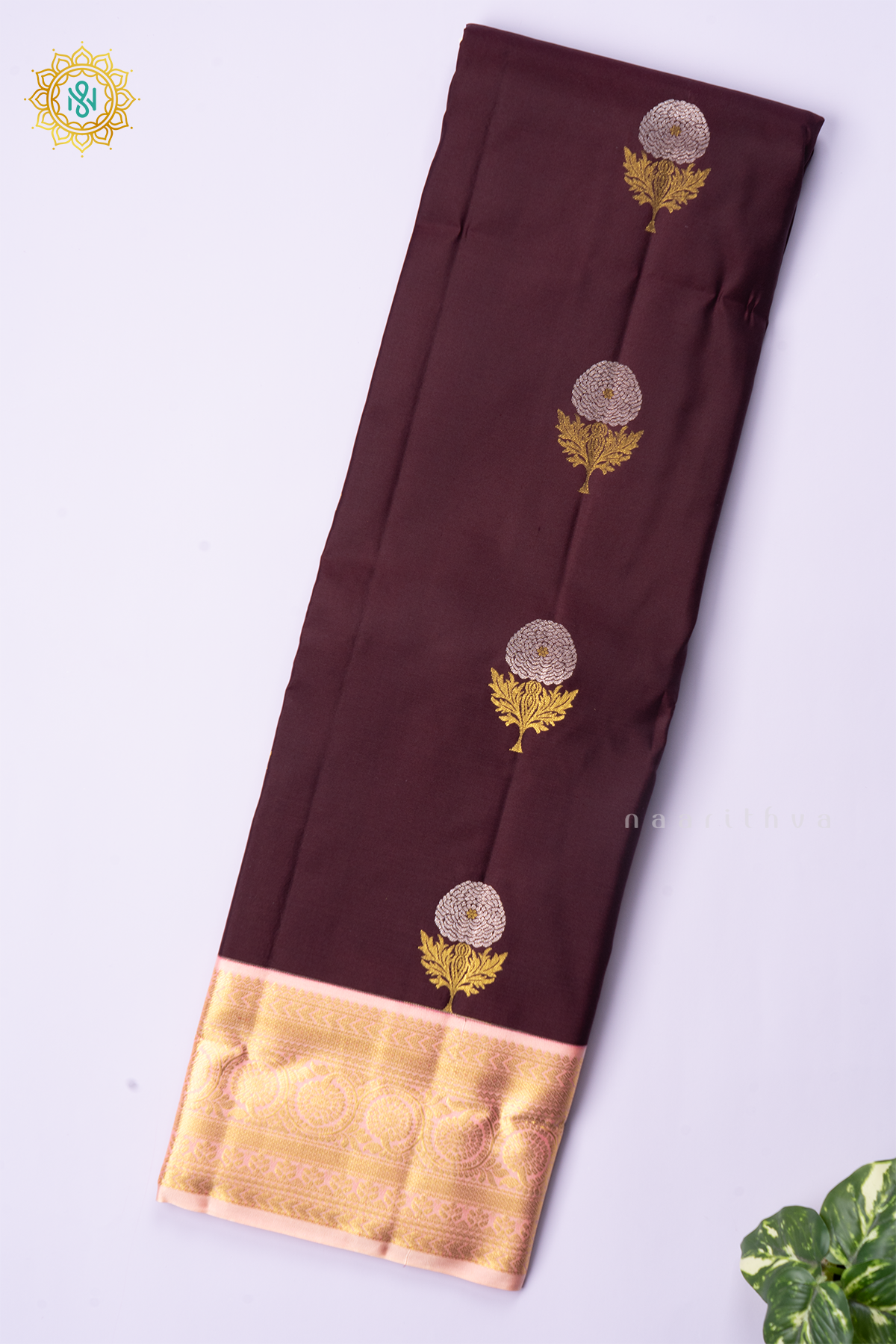 BROWN WITH PEACH - PURE KANJIVARAM SILK