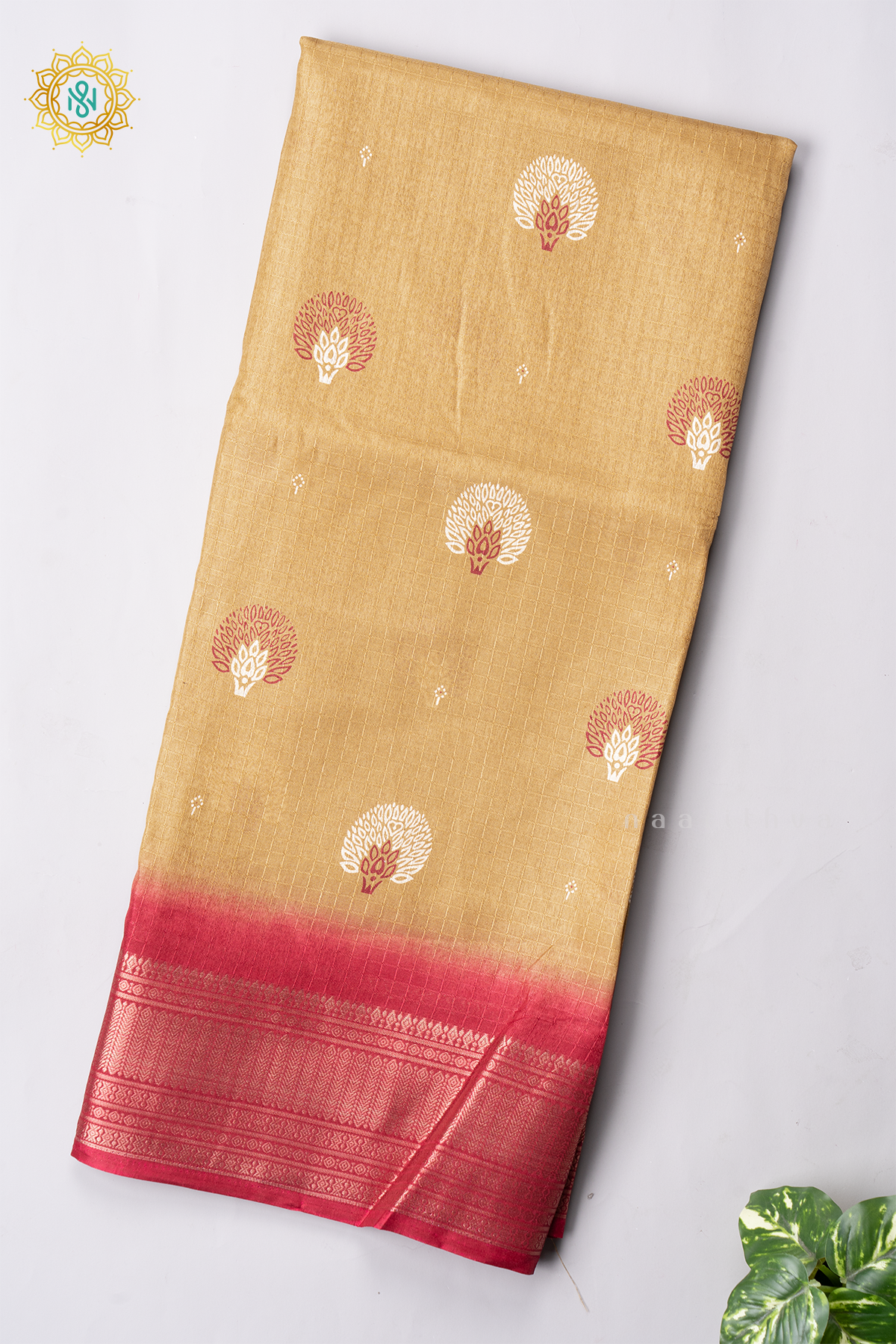 MUSTARD WITH MAROON - DOLA SILK