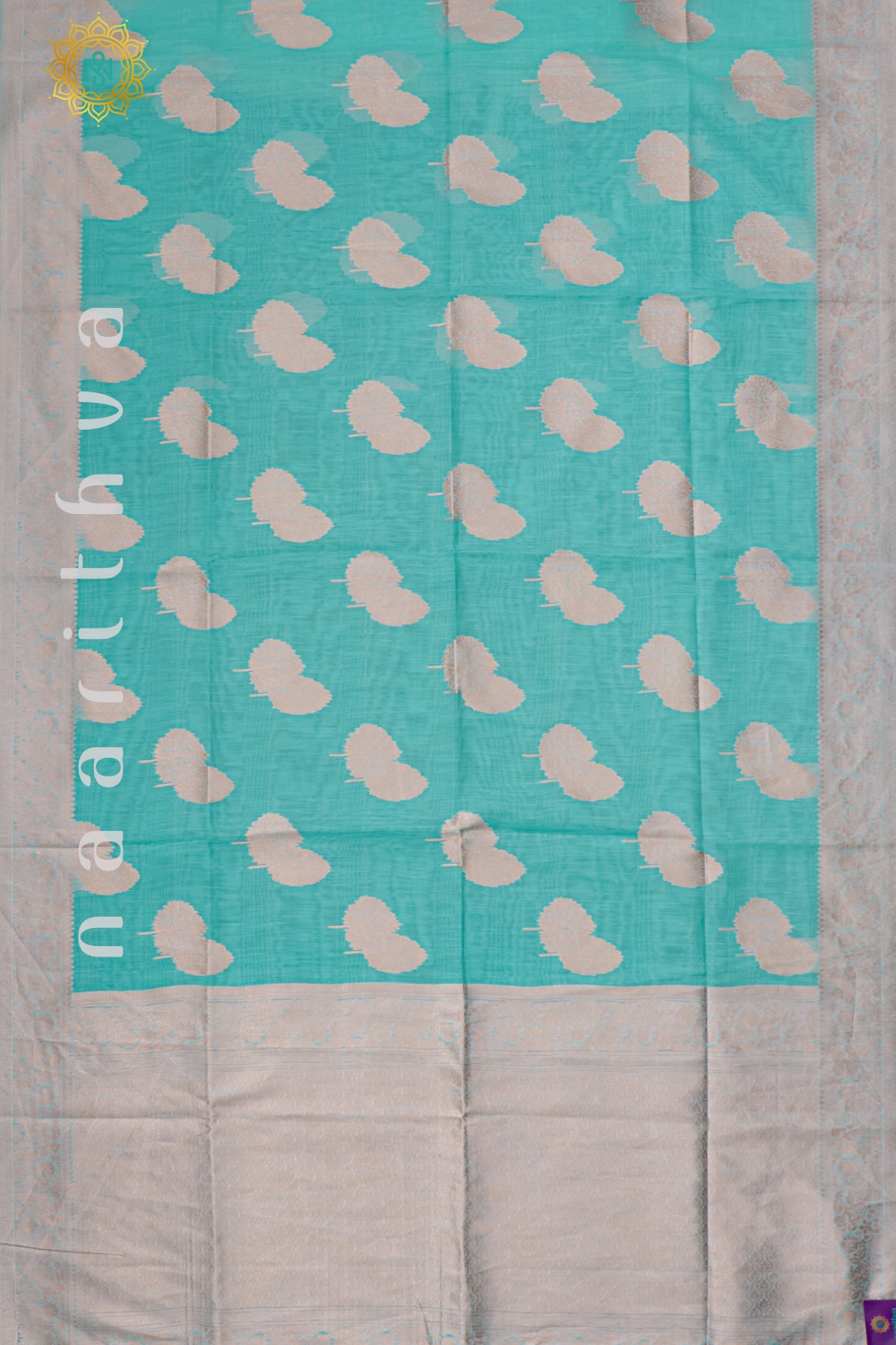 AQUA BLUE - SEMI RAW SILK