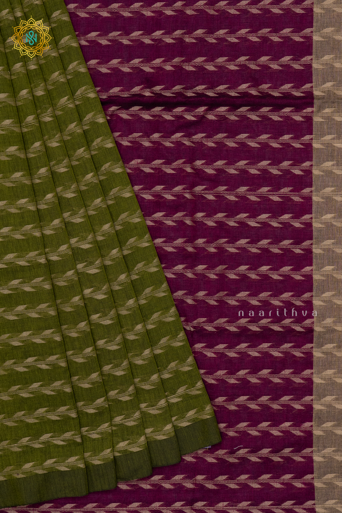 GREEN WITH MAGENTA - MUL COTTON