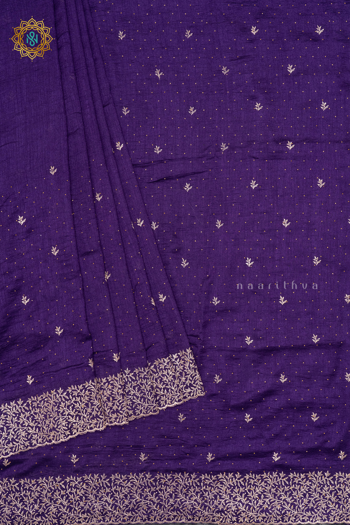 PURPLE WITH YELLOW - PARTY WEAR TUSSAR GEORGETTE