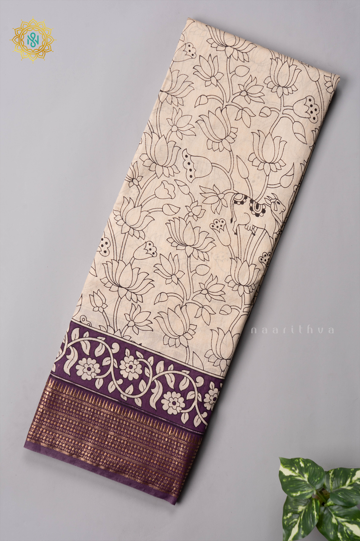 WHITE WITH PURPLE - VISCOSE COTTON