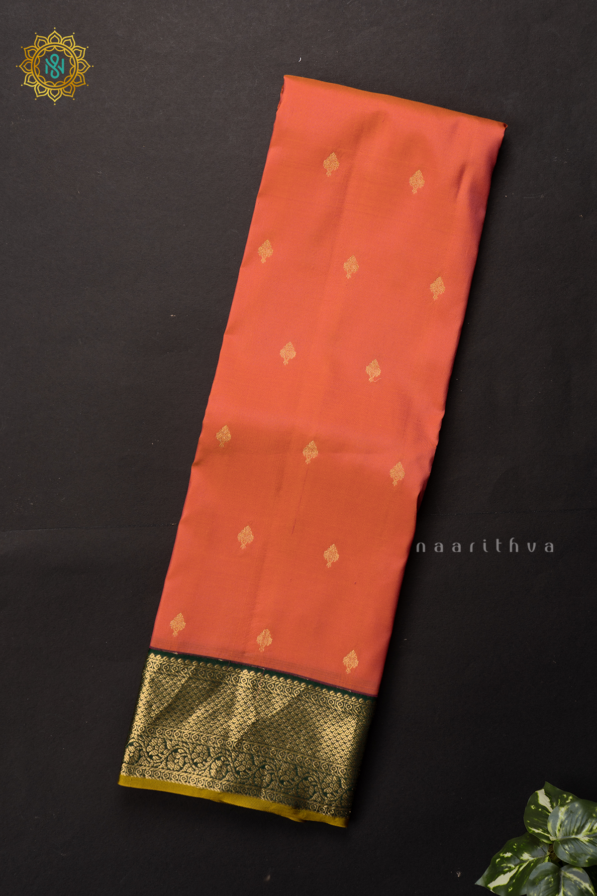 ORANGE WITH GREEN - PURE KANJIVARAM SILK