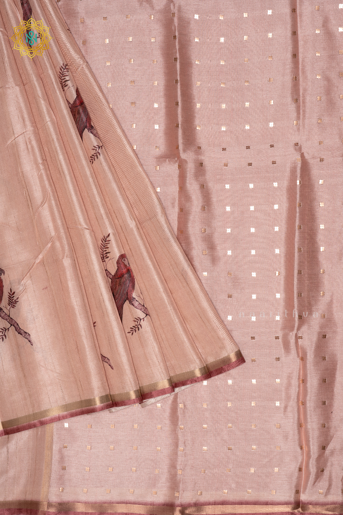 PEACH WITH DARK PEACH - SEMI TUSSAR SILK