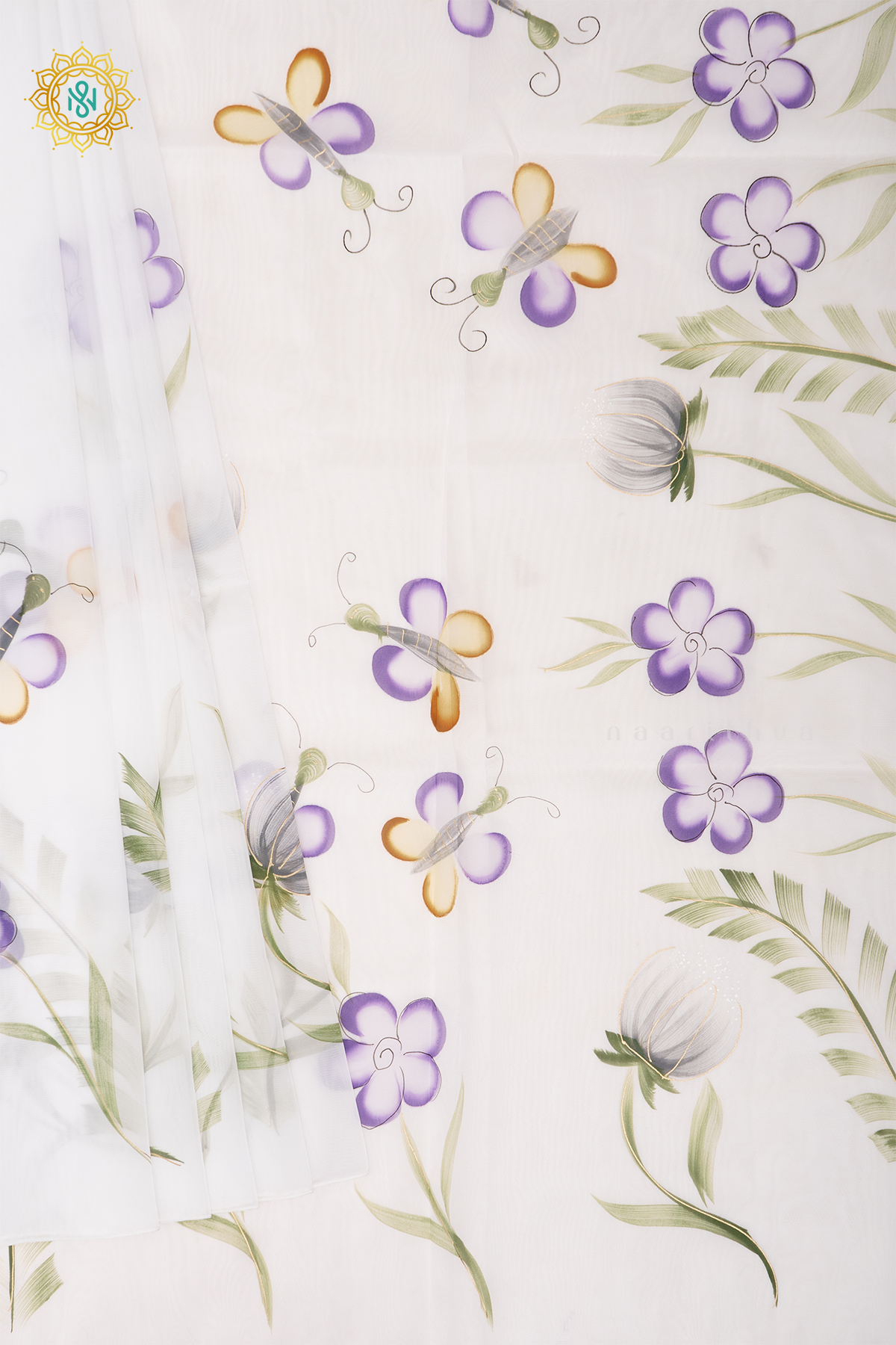 WHITE - ORGANZA HAND PAINTED