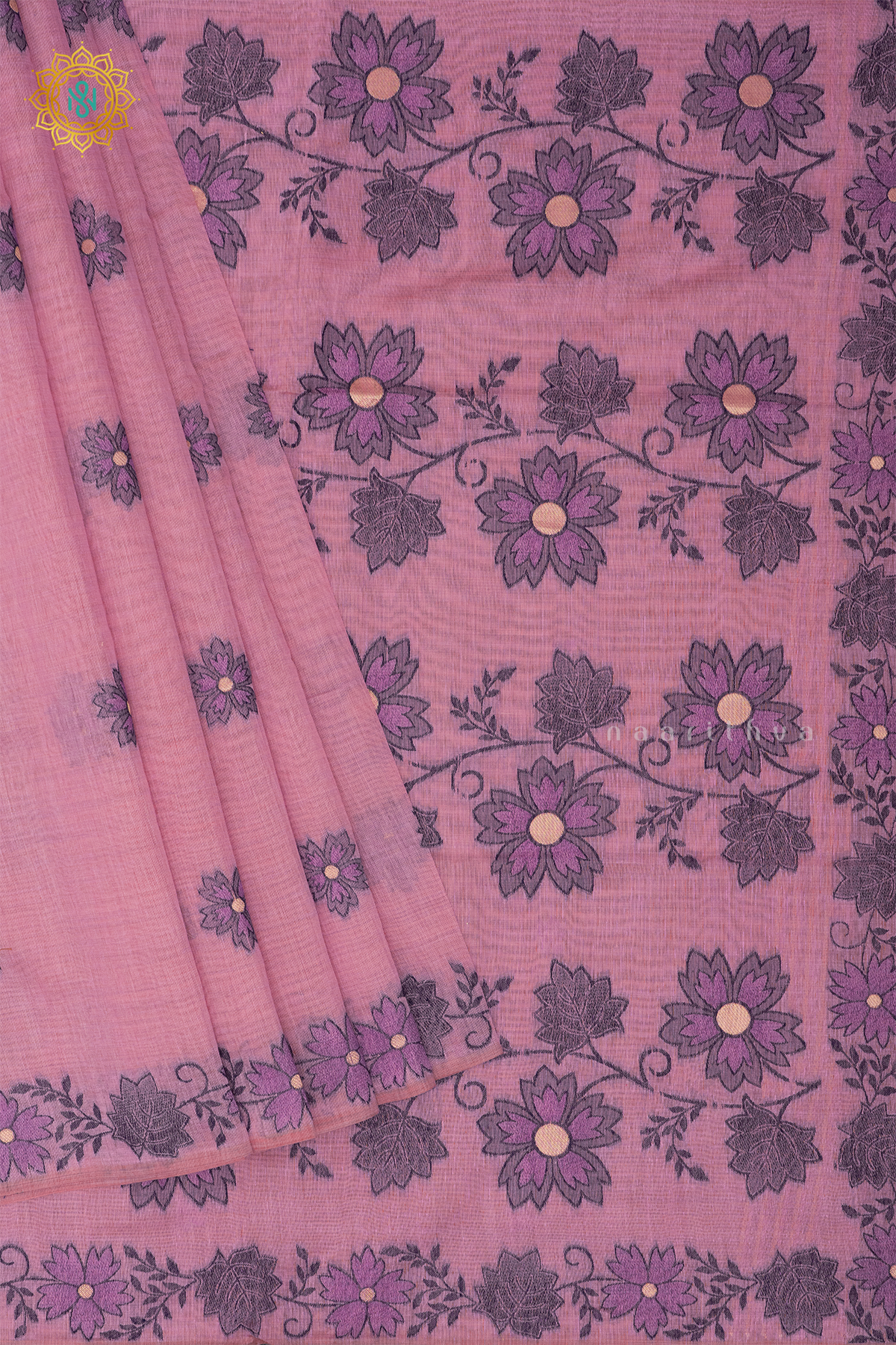LIGHT PINK WITH BLUE - MOONGA COTTON