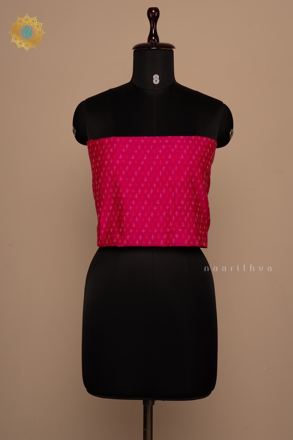 Bright Pink - Ikkat Woven Pure Silk Blouse Fabric