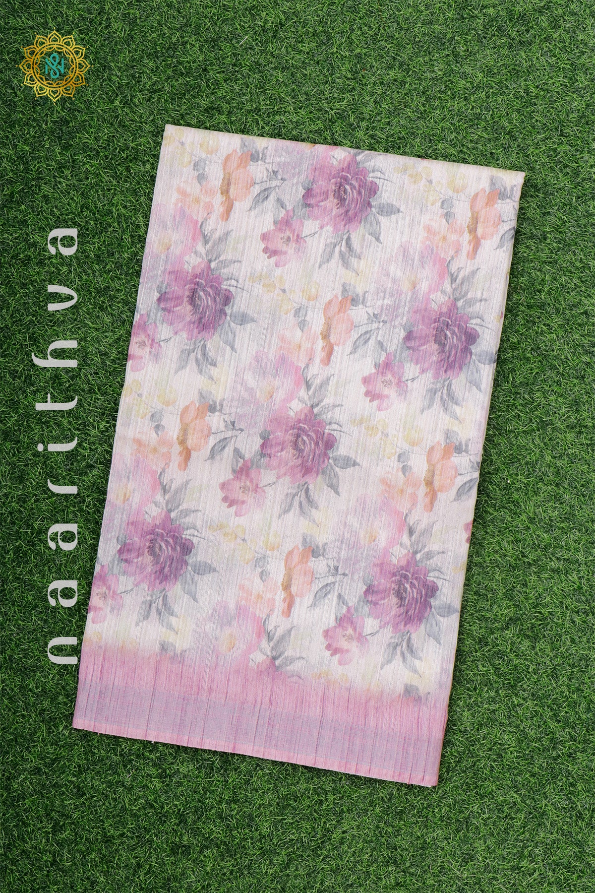 WHITE WITH PINK - JUTE COTTON