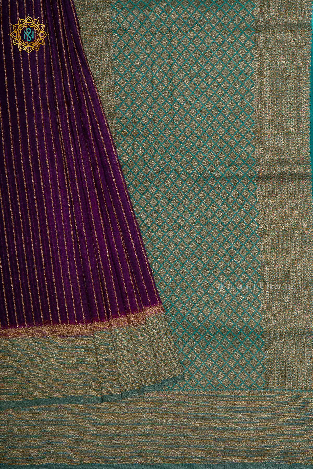 PURPLE WITH SKY BLUE - SEMI CREPE GEORGETTE