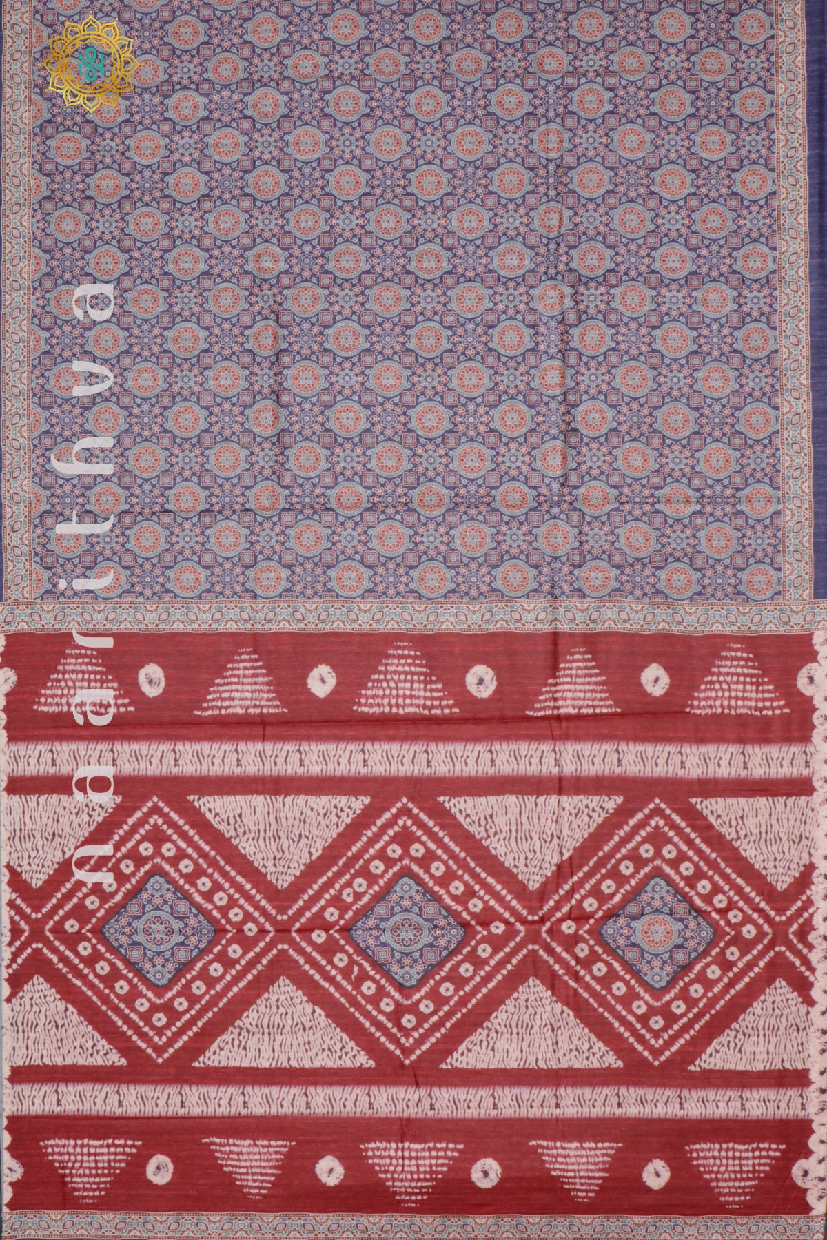 BLUE WITH RED - SEMI TUSSAR