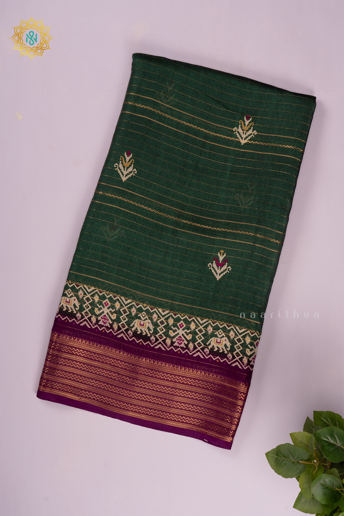 BOTTLE GREEN WITH WINE - SEMI GEORGETTE