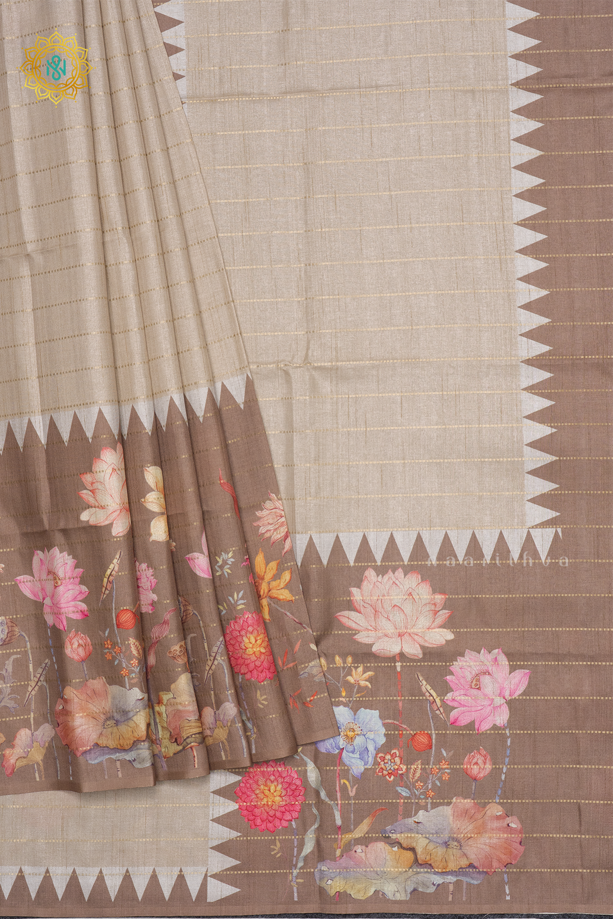 OFF WHITE WITH LIGHT BROWN - SEMI TUSSAR