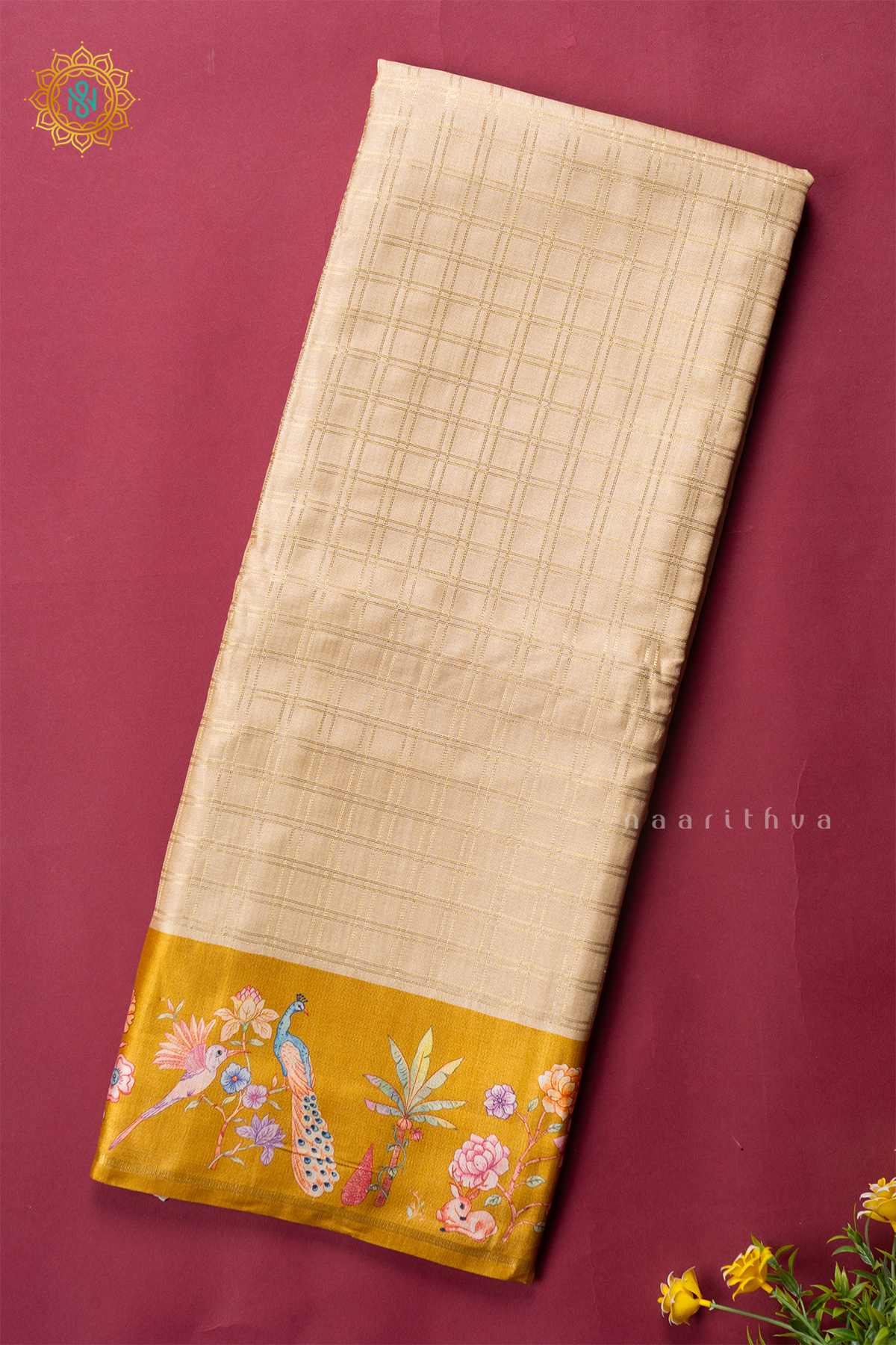 LIGHT BISCUIT WITH YELLOW - SEMI TUSSAR