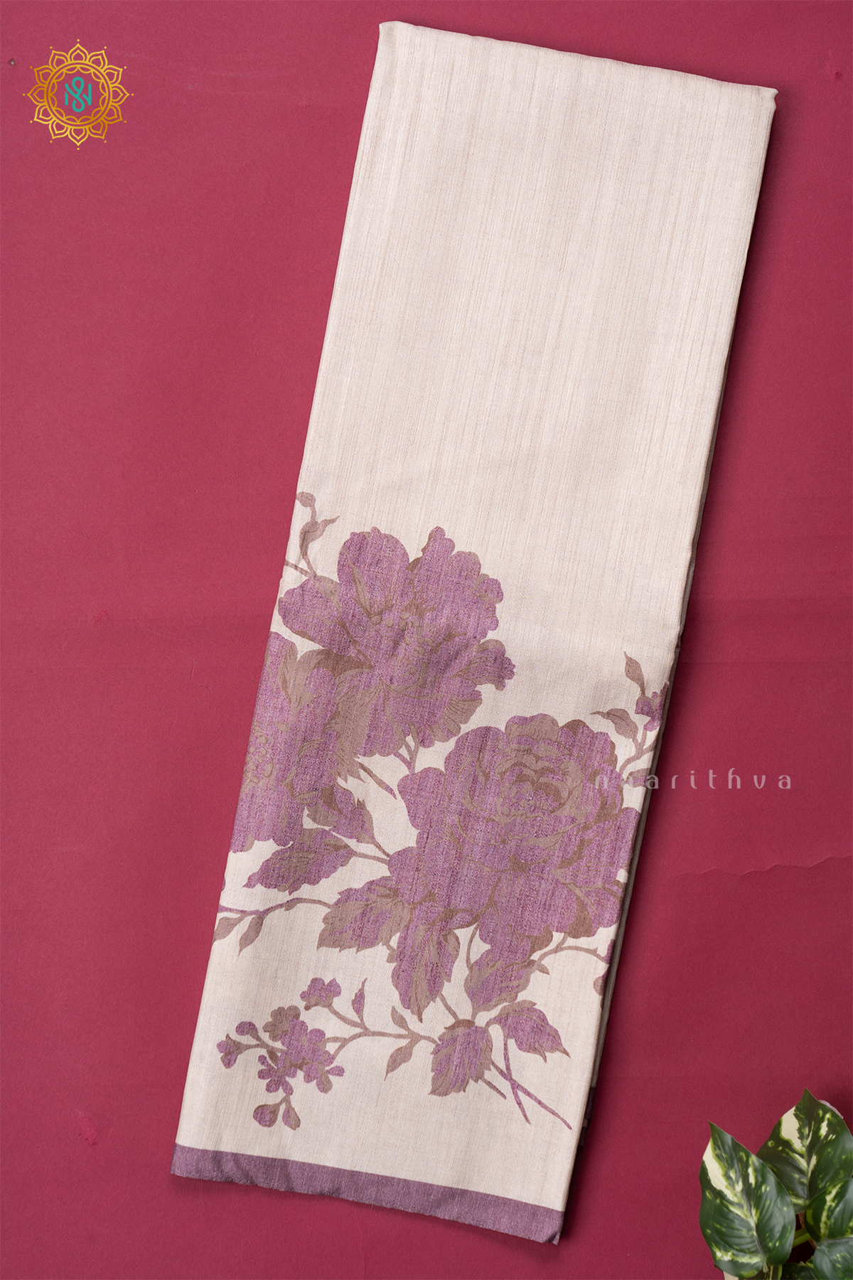 OFF WHITE WITH MAUVE - KOTHA TUSSAR