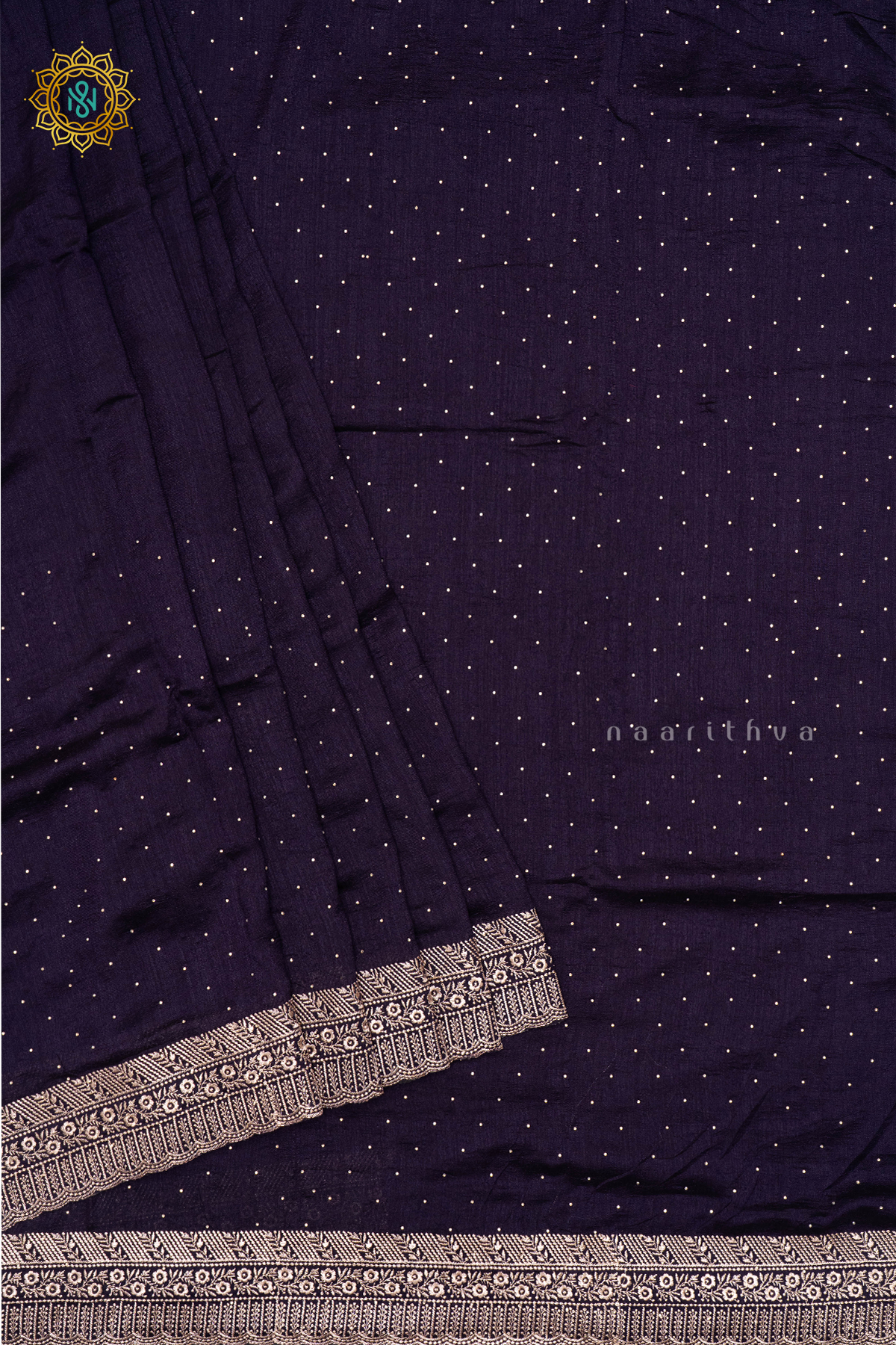 PURPLE WITH BOTTLE GREEN - PARTY WEAR TUSSAR GEORGETTE