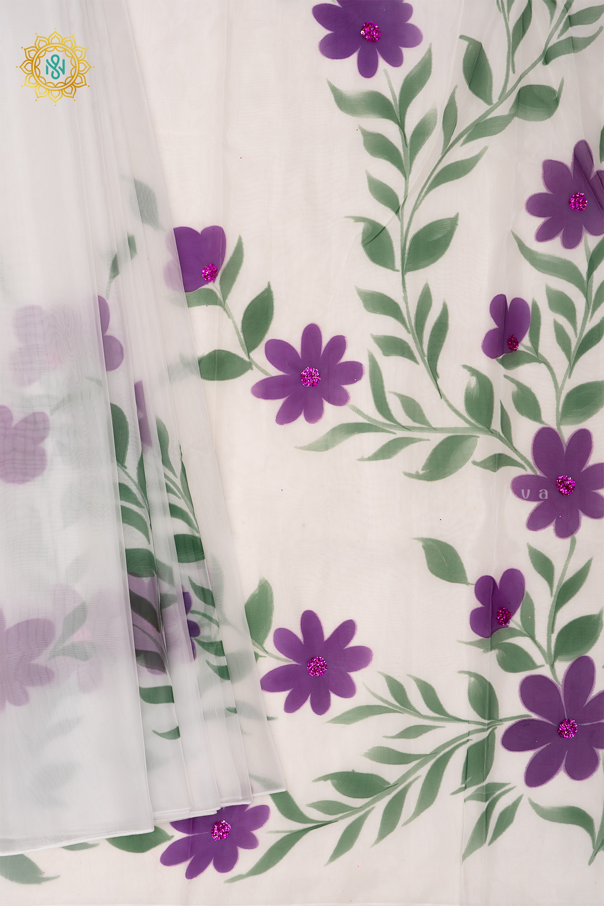 WHITE - ORGANZA HAND PAINTED