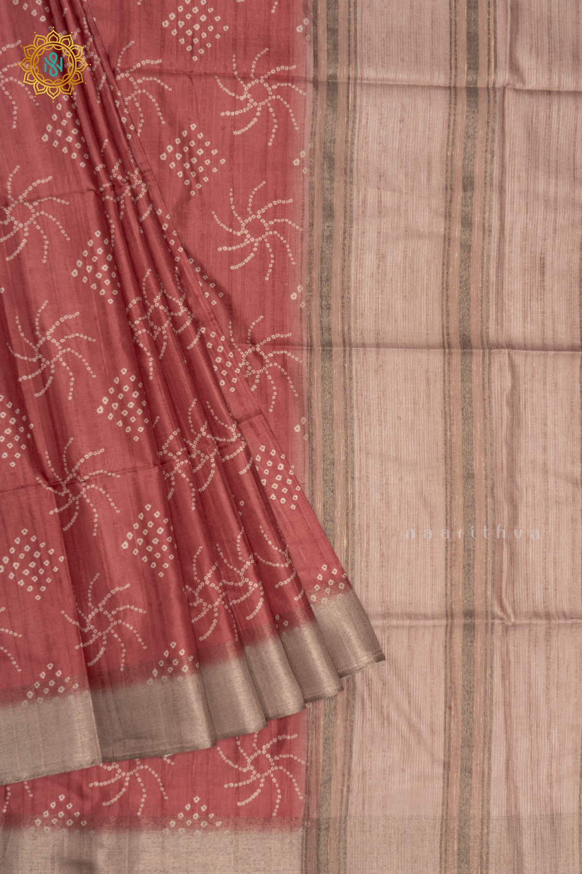 MAROON WITH BEIGE - SEMI TUSSAR SILK
