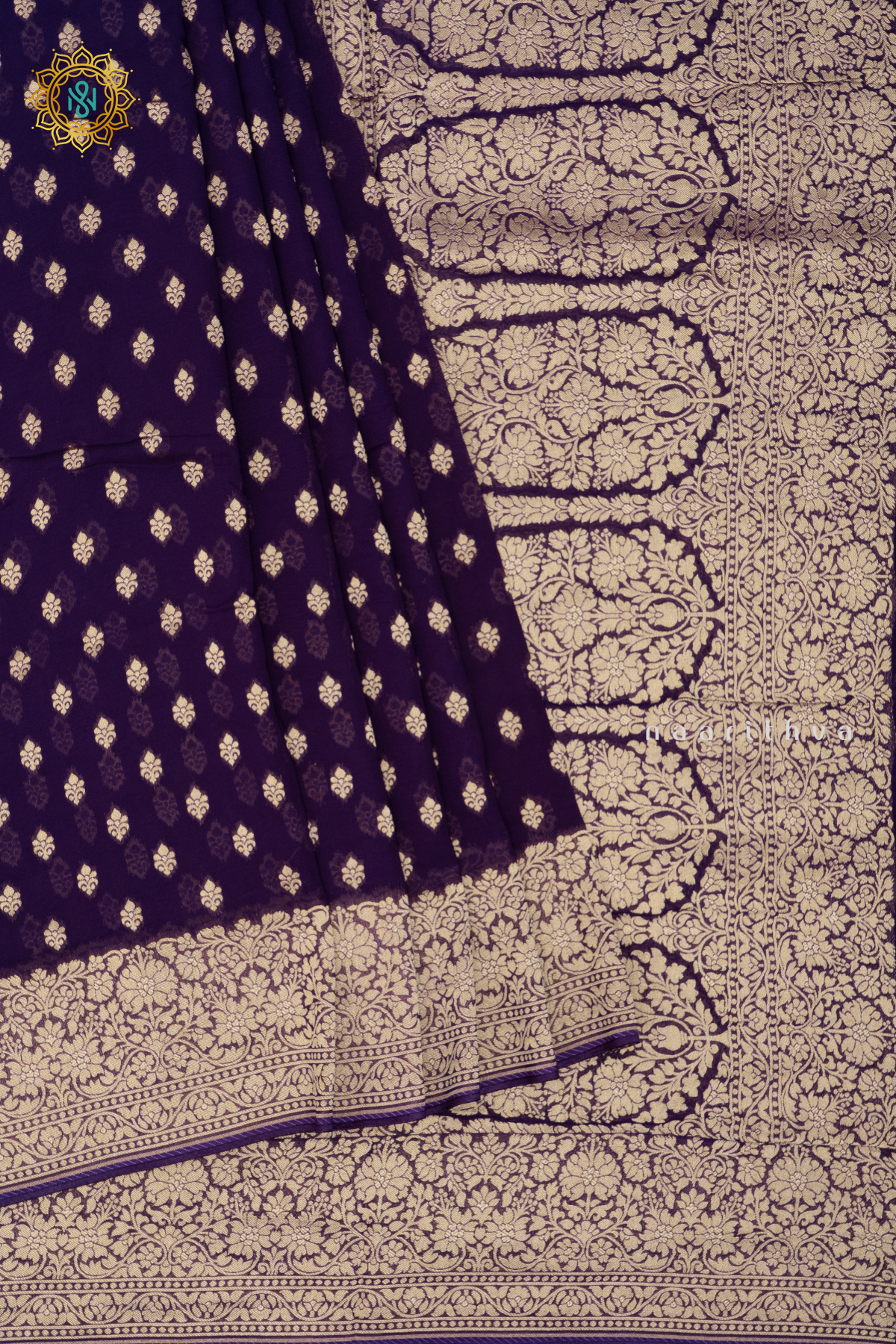 PURPLE WITH PINK - SEMI GEORGETTE
