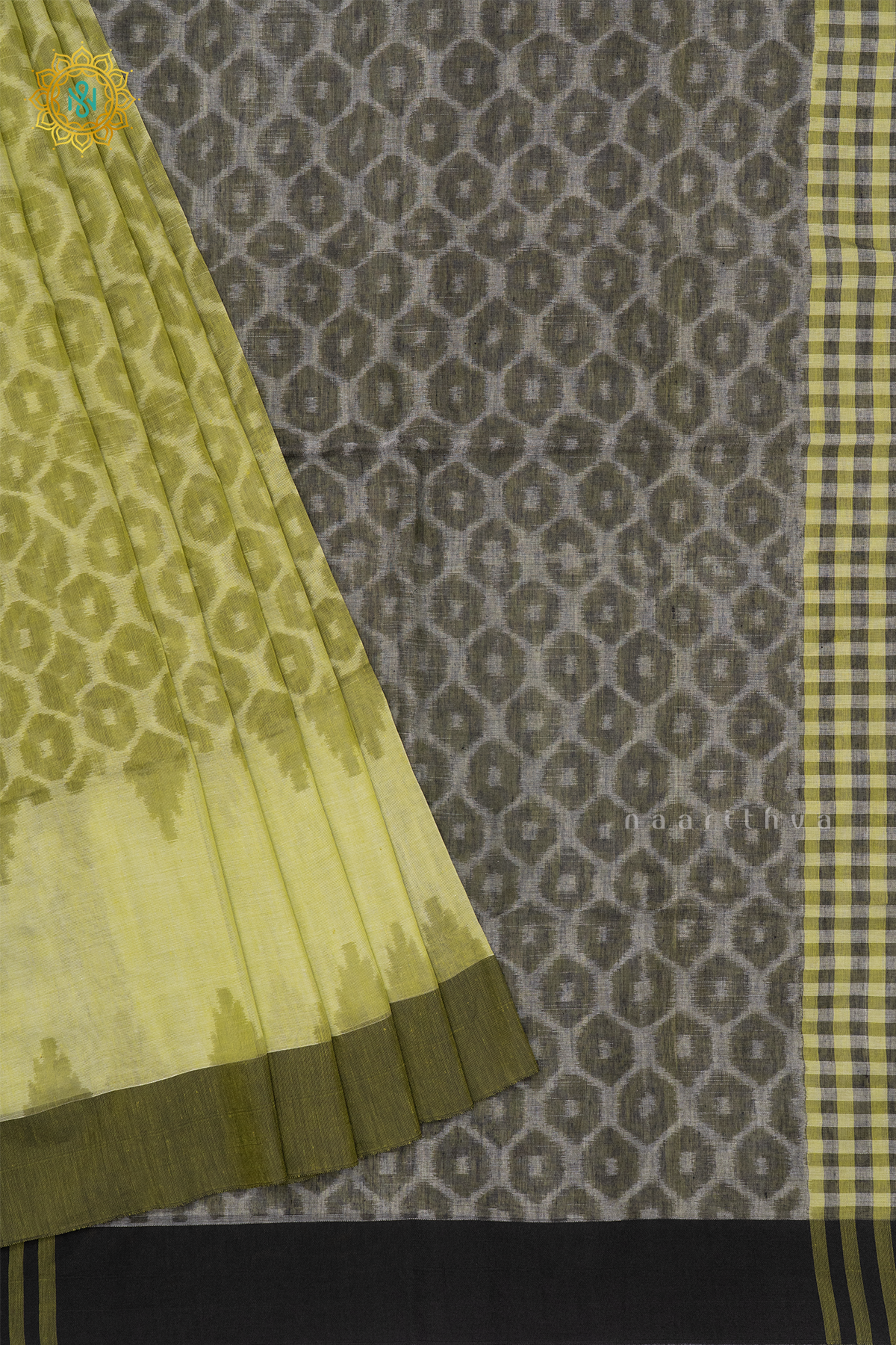 PARROT GREEN WITH BLACK - MUL COTTON