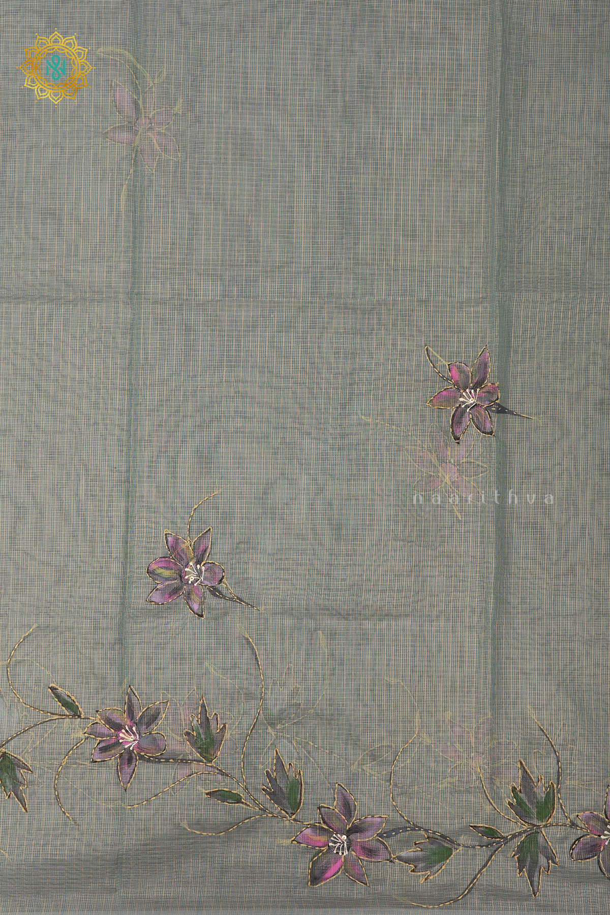AQUA BLUE - KOTA TISSUE WITH KATHA WORK