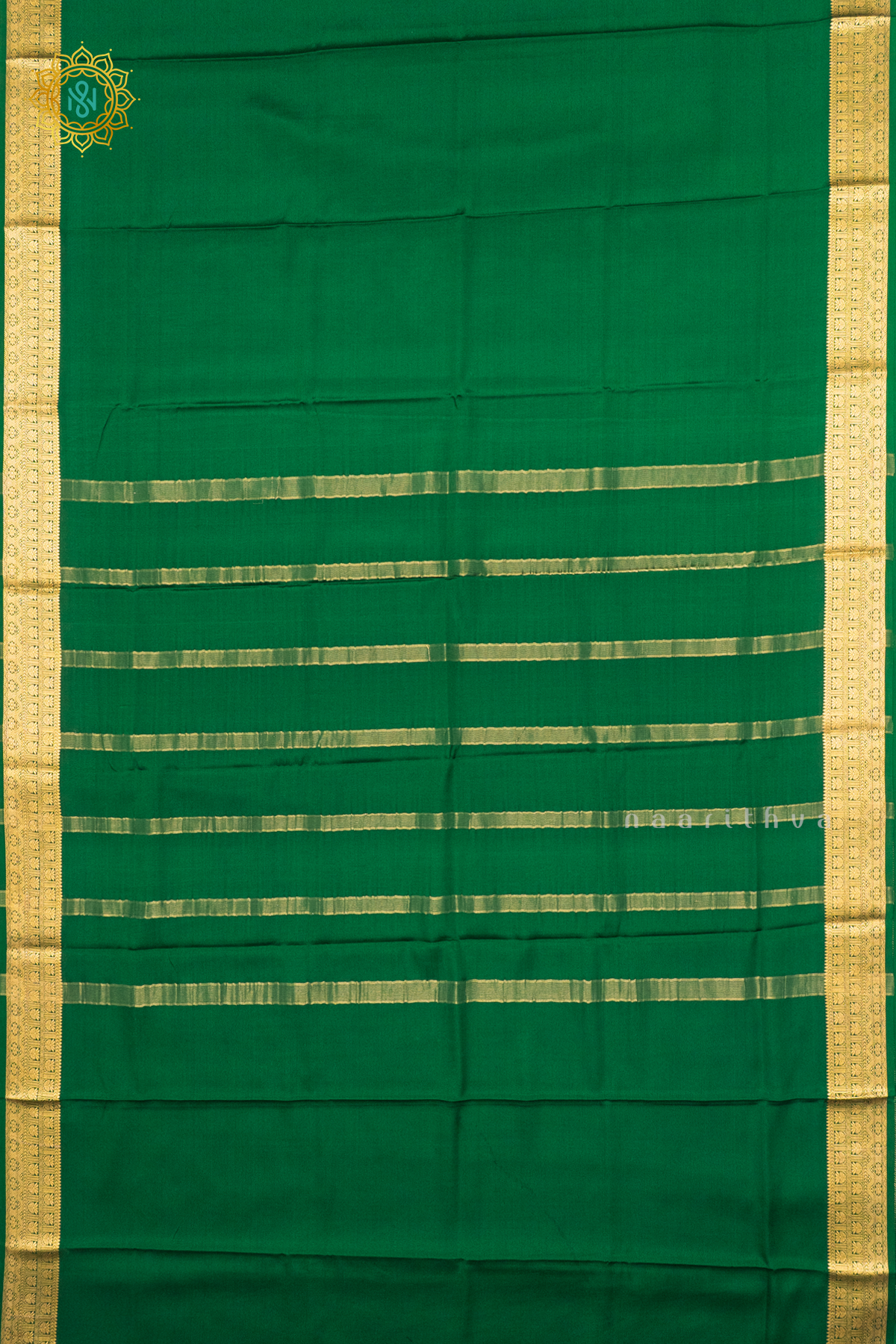 BOTTLE GREEN - PURE MYSORE CREPE SILK