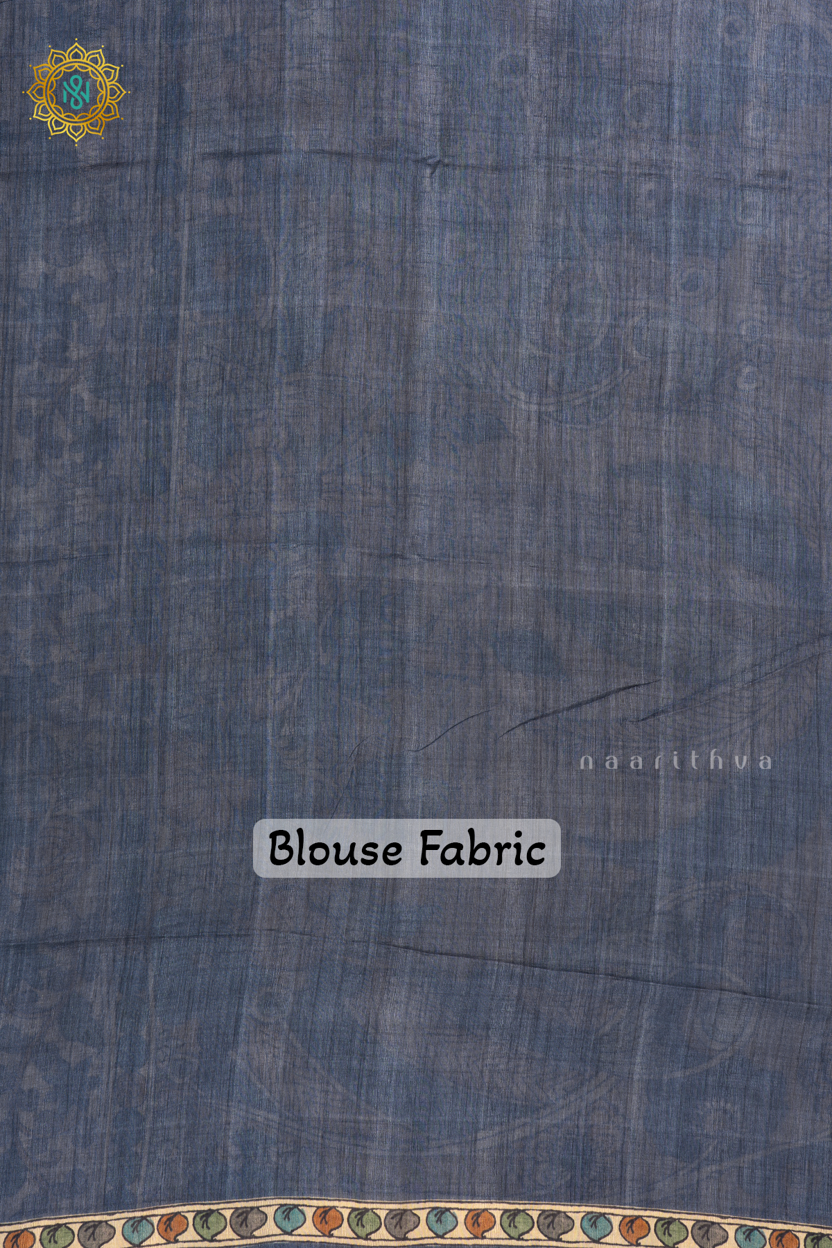 LIGHT BISCUIT WITH NAVY BLUE - SEMI TUSSAR SILK