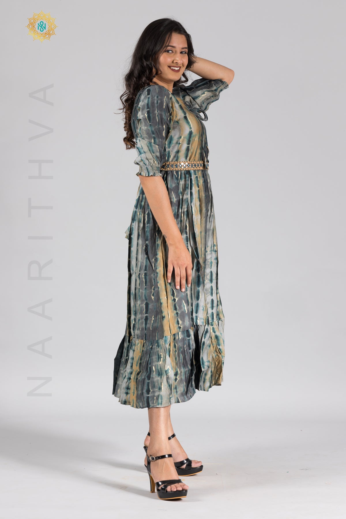 UMBRELLA PATTERN FOIL PRINTED DOUBLE LAYERED KURTI