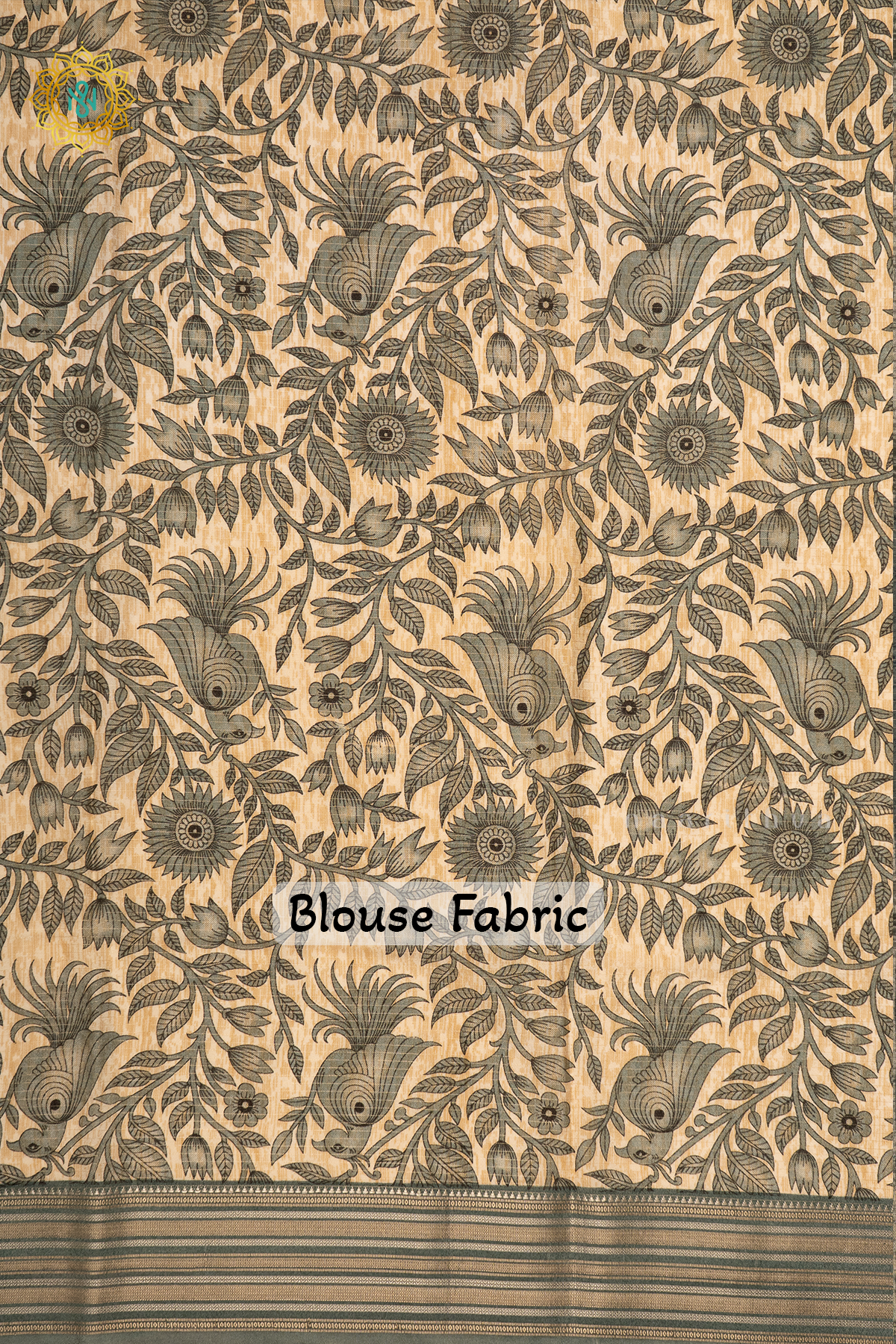 SKY BLUE WITH BEIGE - SEMI CREPE SILK