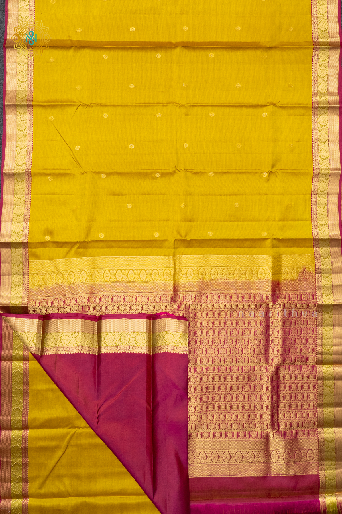YELLOW WITH PINK - PURE KANJIVARAM SILK