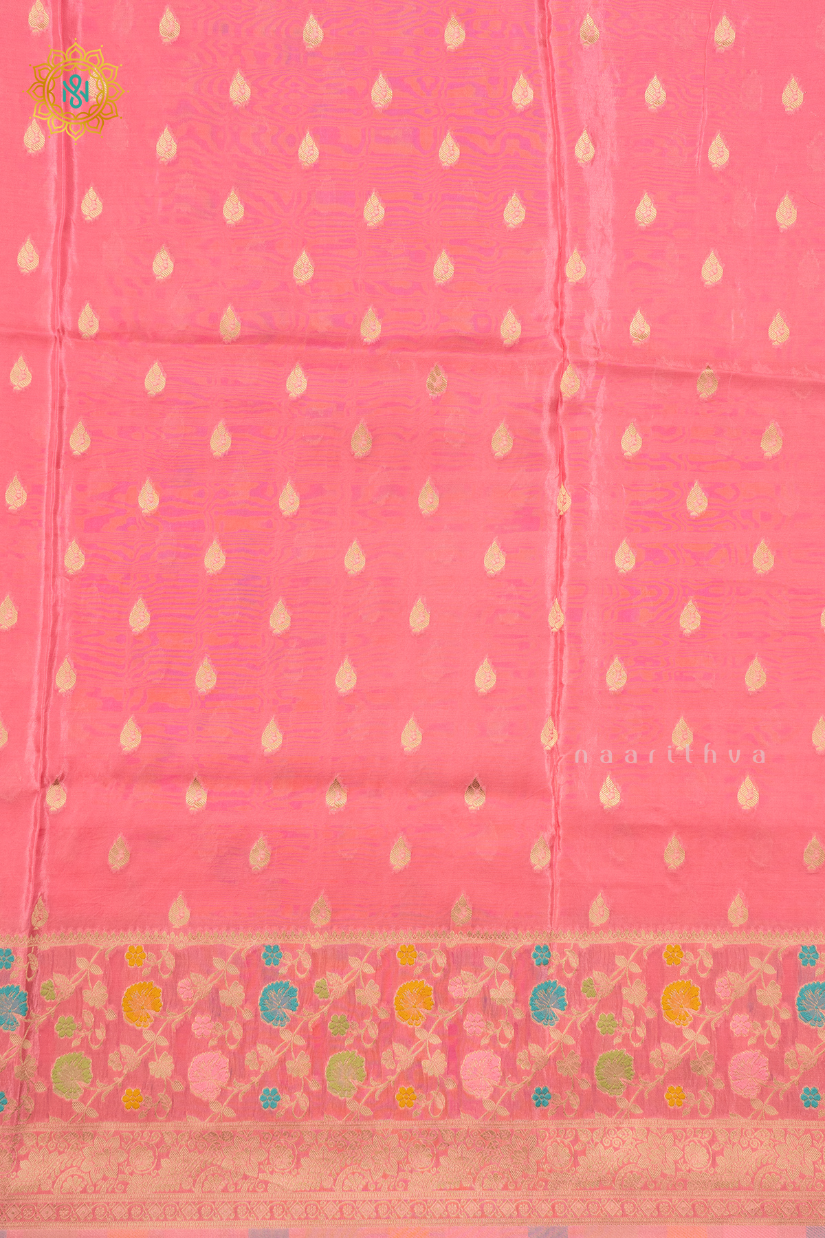 LIGHT PINK WITH RANI PINK - SATIN CREPE