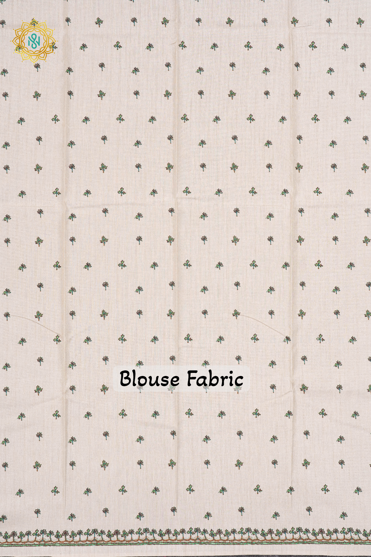 OFF WHITE WITH GREEN - SEMI TUSSAR