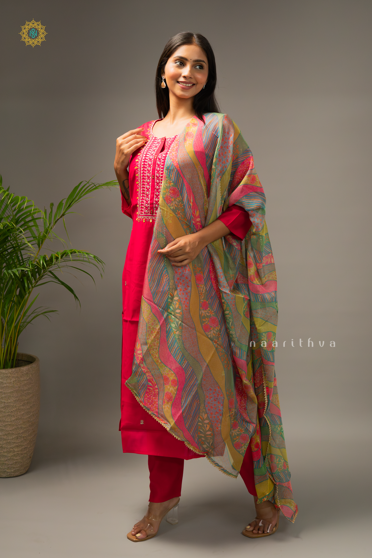 PINK - SILK 3PC SALWAR SUIT WITH TOP, BOTTOM & DUPPATA