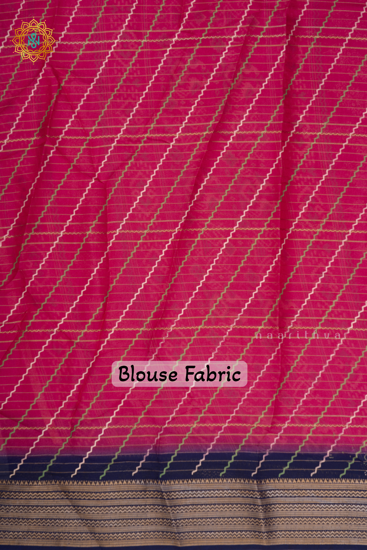 Pink With Navy Blue Semi Georgette Saree With Zari Stripes On The Body And Contrast Zari Border