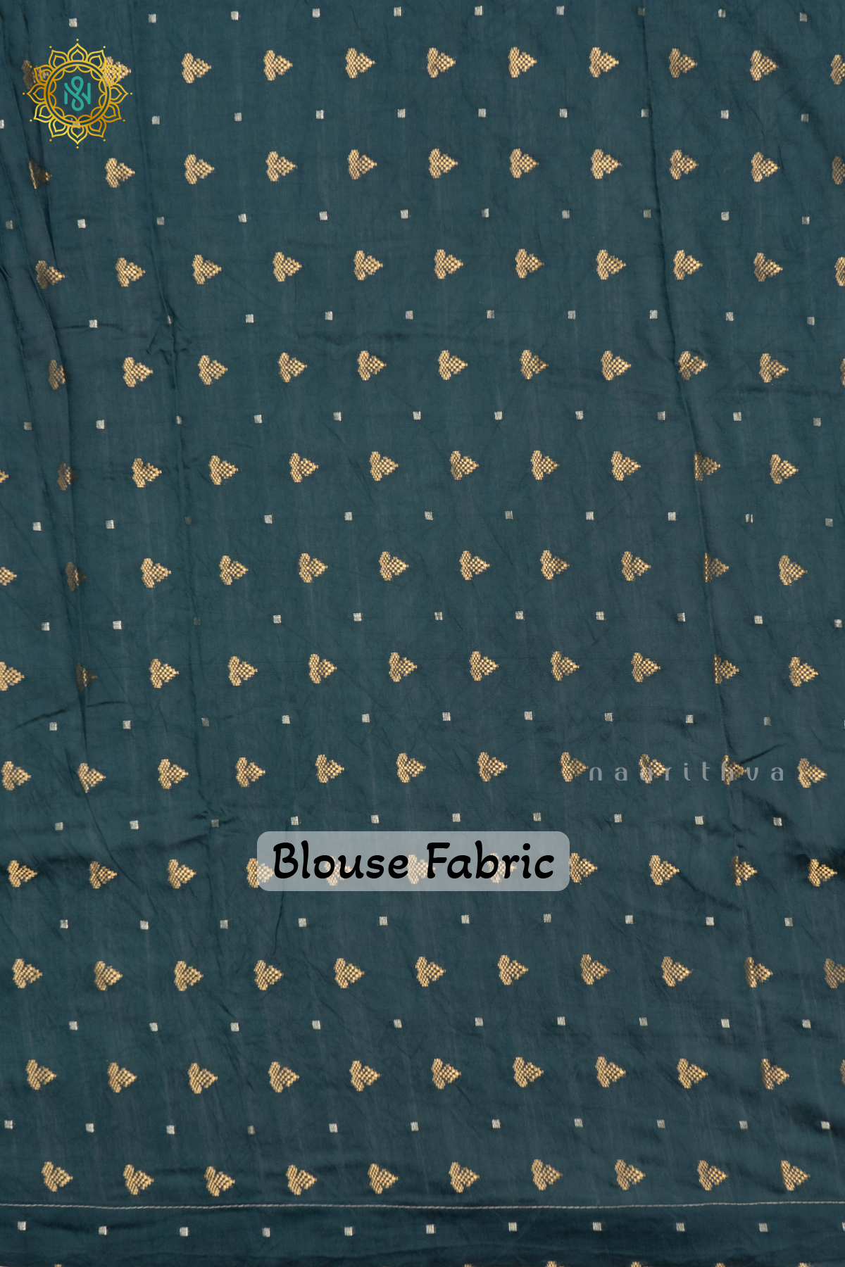 AQUA BLUE WITH PEACOCK GREEN - SEMI CREPE SILK
