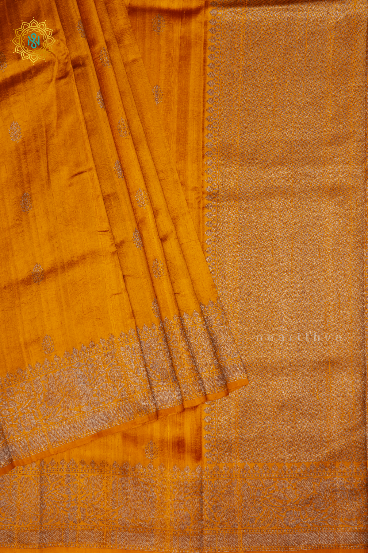 YELLOW - PURE BANARASI RAW SILK SAREE WITH ALLOVER ZARI WOVEN BUTTAS AND BORDER
