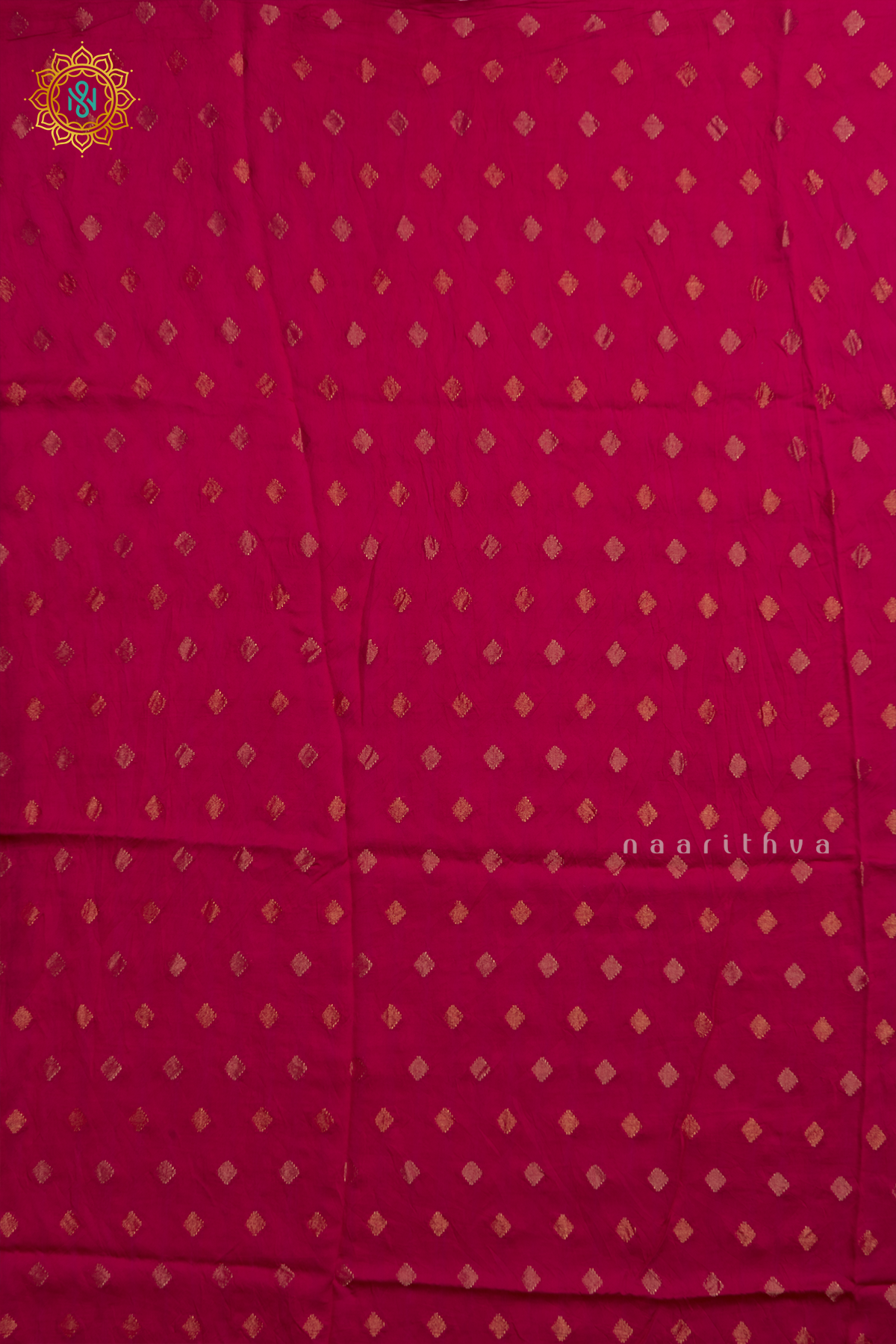 Blue With Pink Printed Semi Crepe Silk With Contrast Border, Pallu