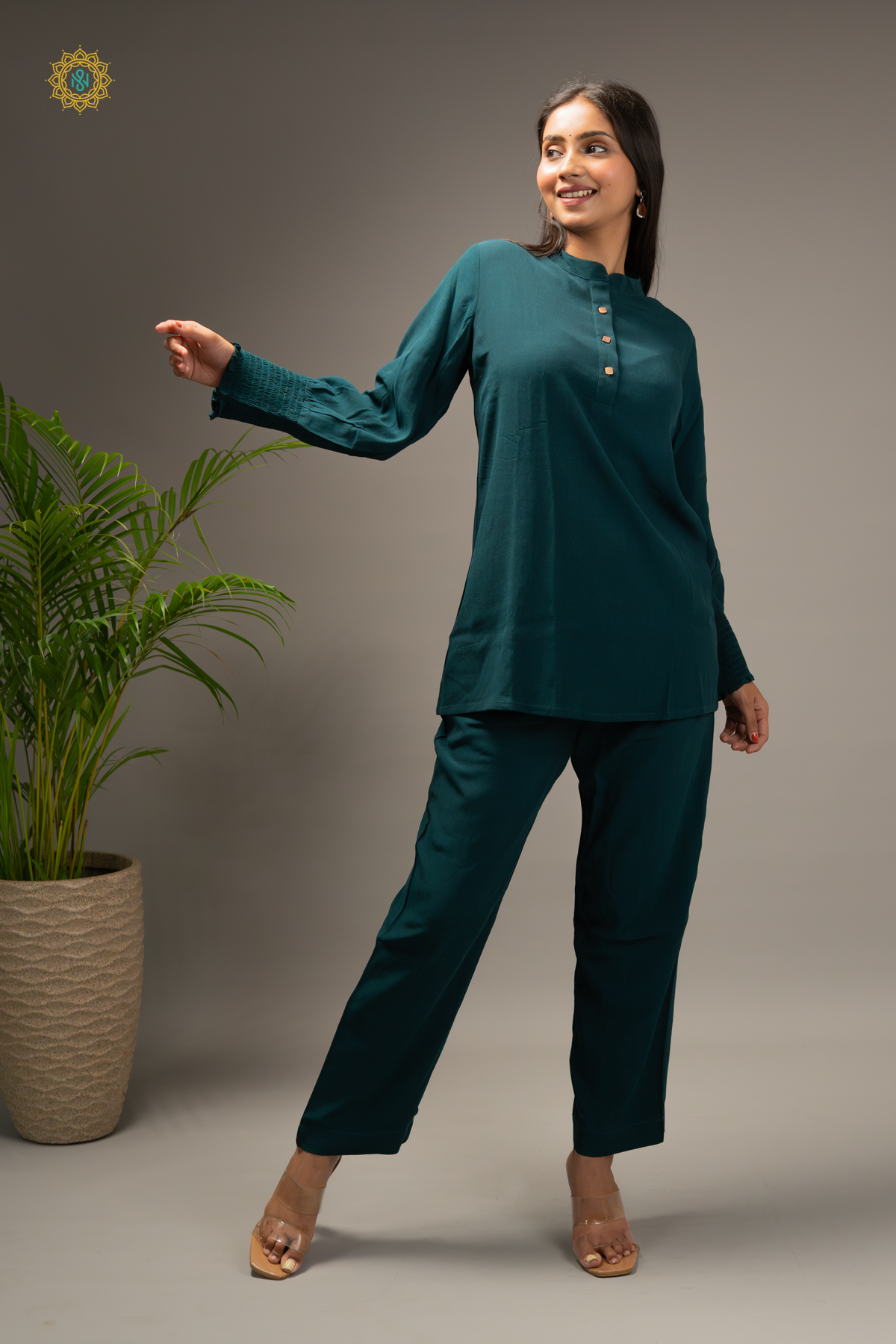 TEAL GREEN - CREPE 2PC CO-ORD SET