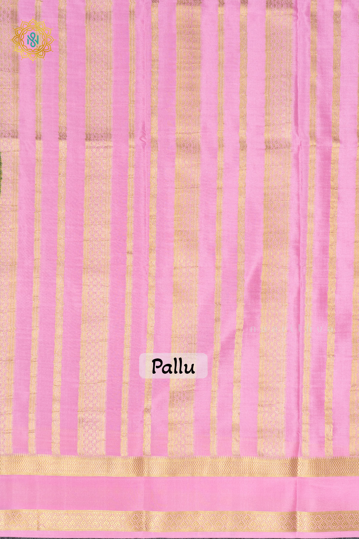 BOTTLE GREEN WITH BABY PINK - PURE MYSORE CREPE SILK