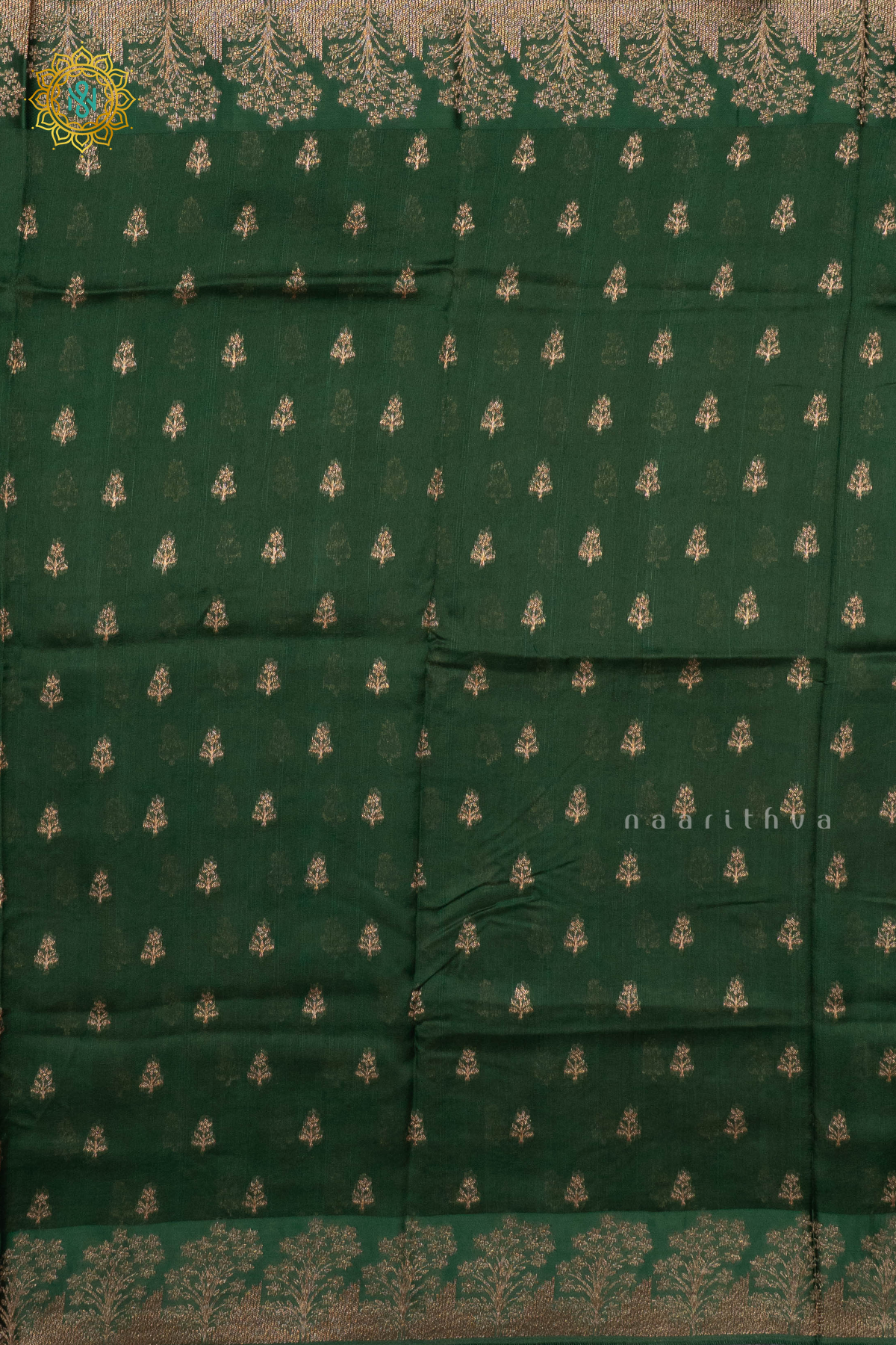 BOTTLE GREEN - SEMI TUSSAR SILK