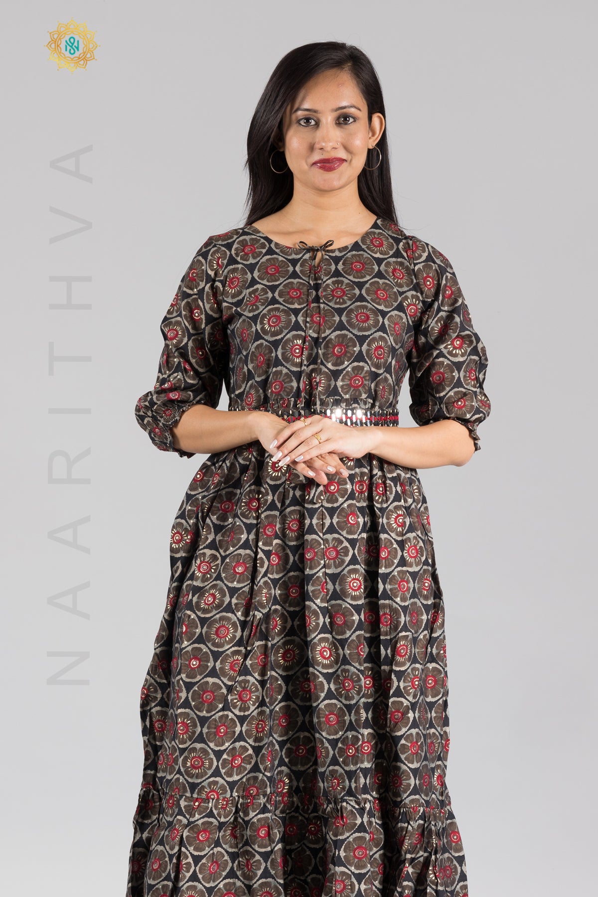 UMBRELLA PATTERN FOIL PRINTED DOUBLE LAYERED KURTI