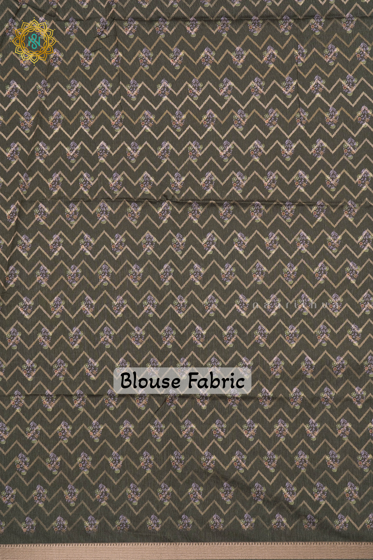 OFF WHITE WITH OLIVE GREEN - SEMI TUSSAR