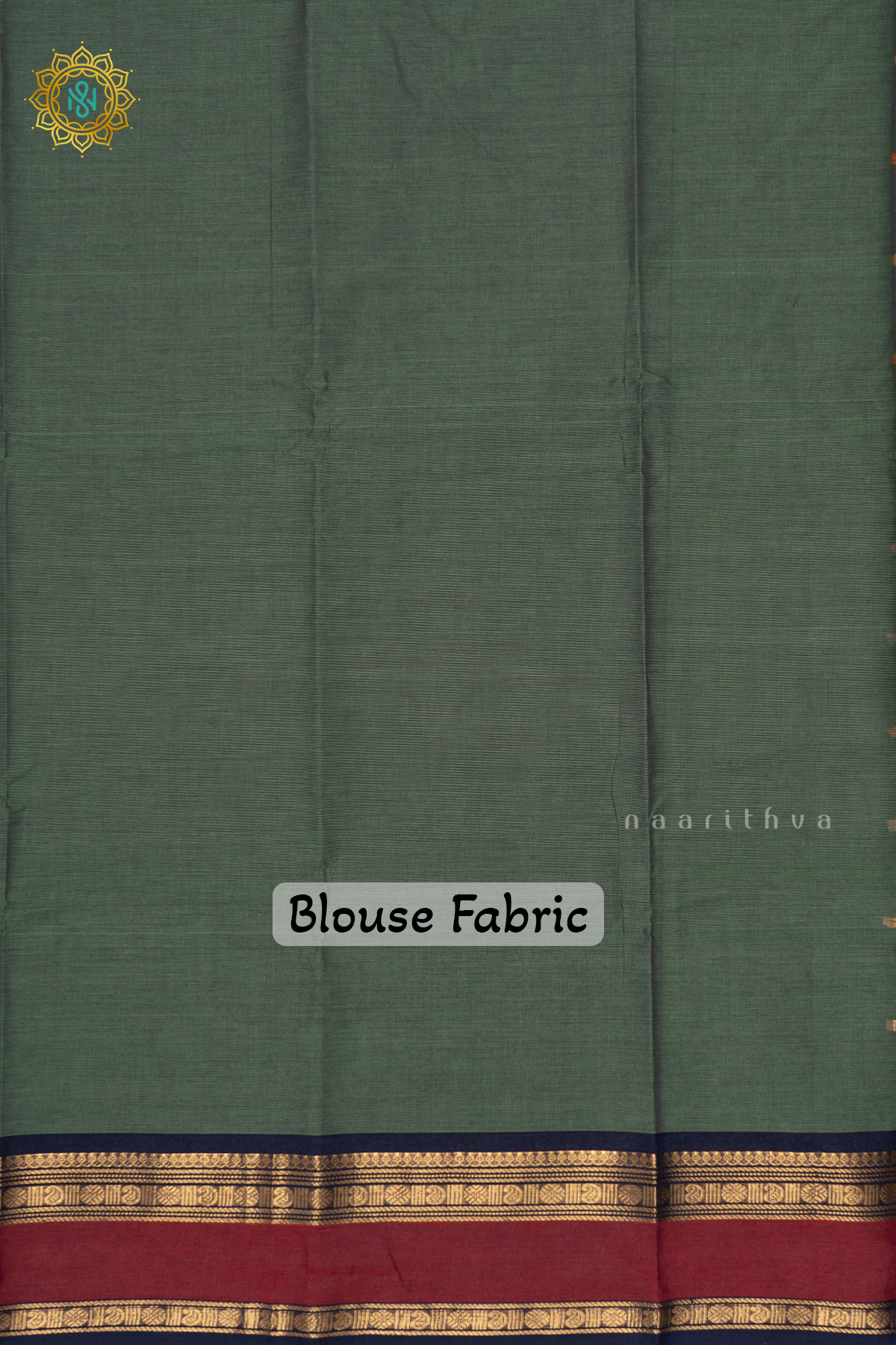 SAGE GREEN WITH NAVY BLUE - CHETTINAD COTTON