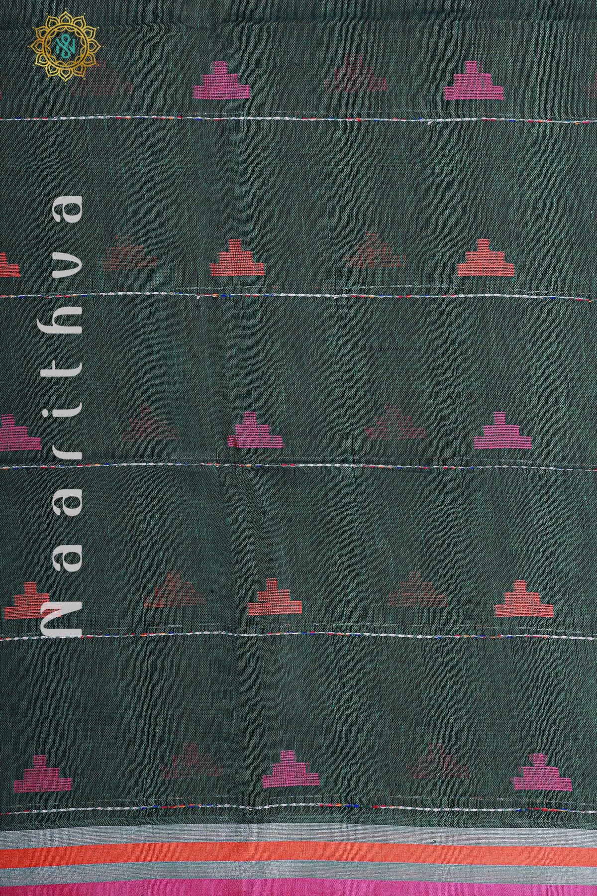 GREEN WITH PINK - PURE LINEN
