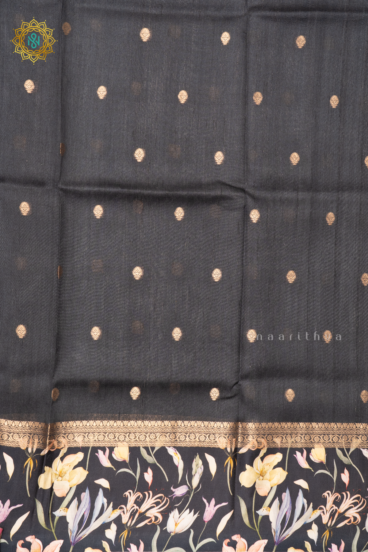 BLACK - PURE TUSSAR SILK